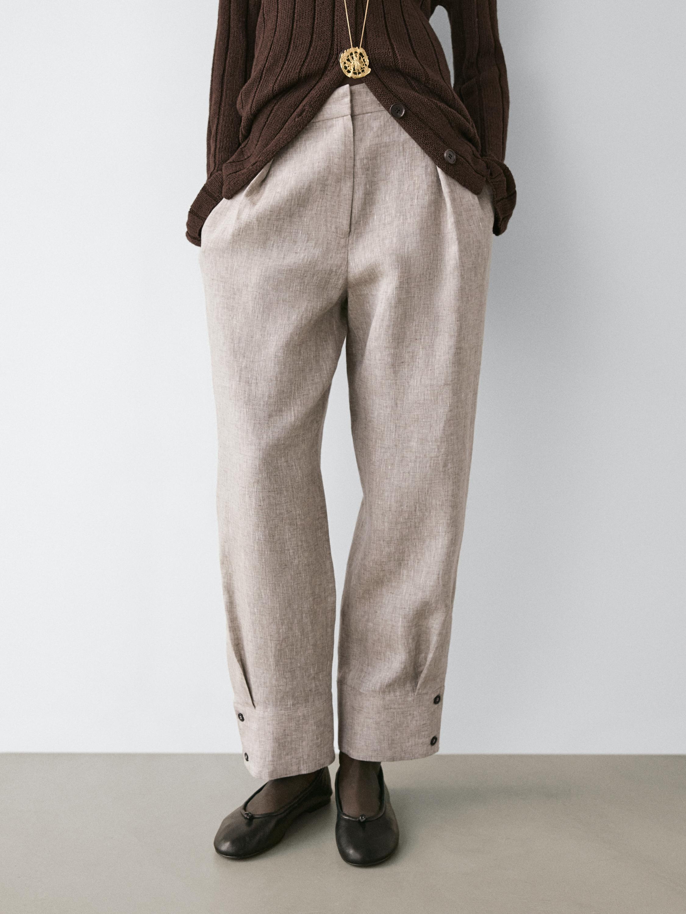 Suit trousers with buckle detail — BEIGE