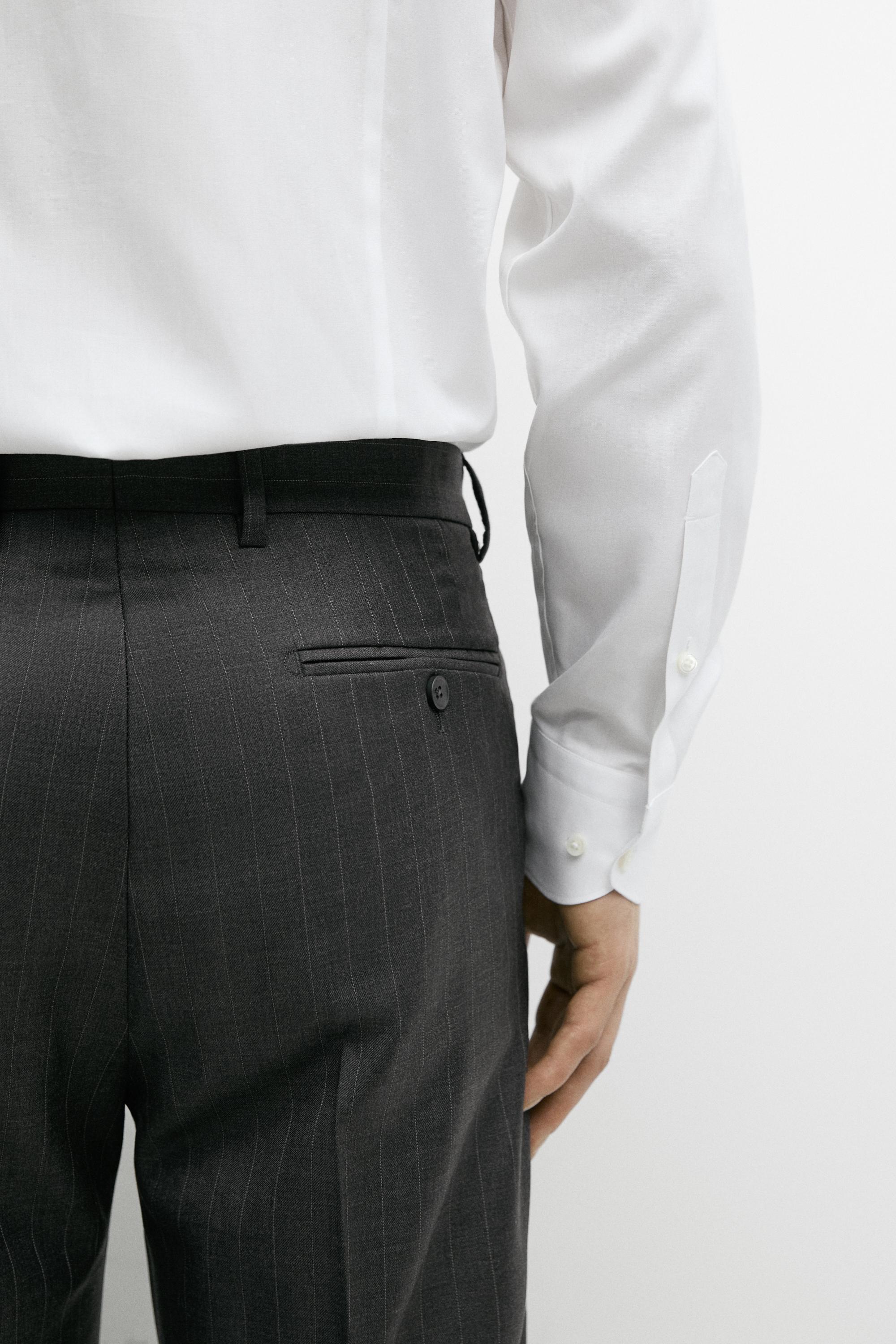 100% wool striped pants — CHARCOAL