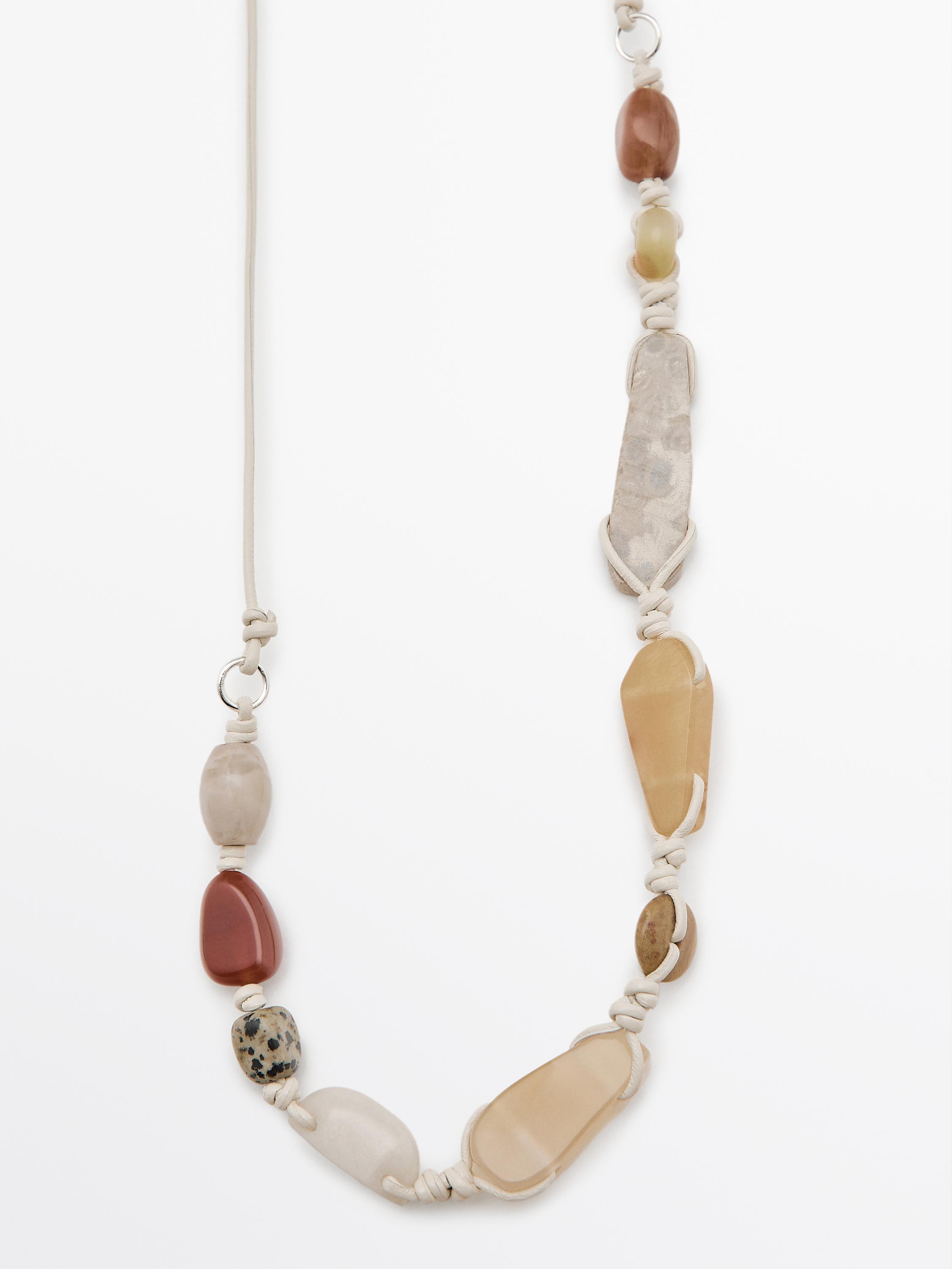 Leather cord belt with stones