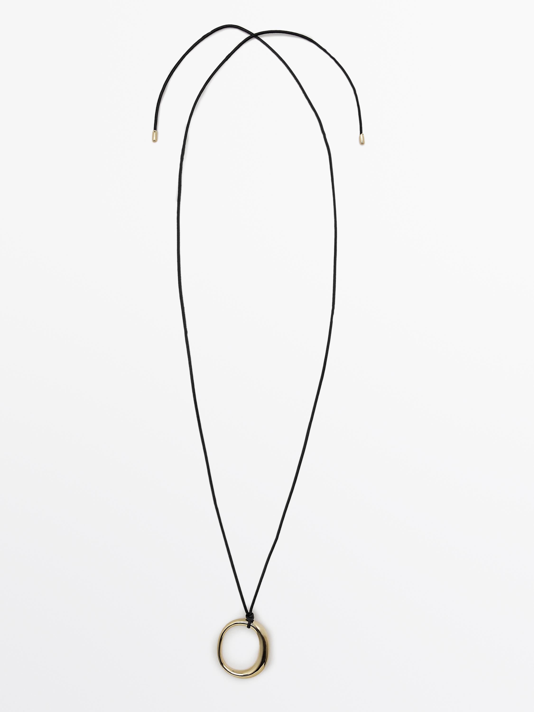 Leather cord necklace with oval piece