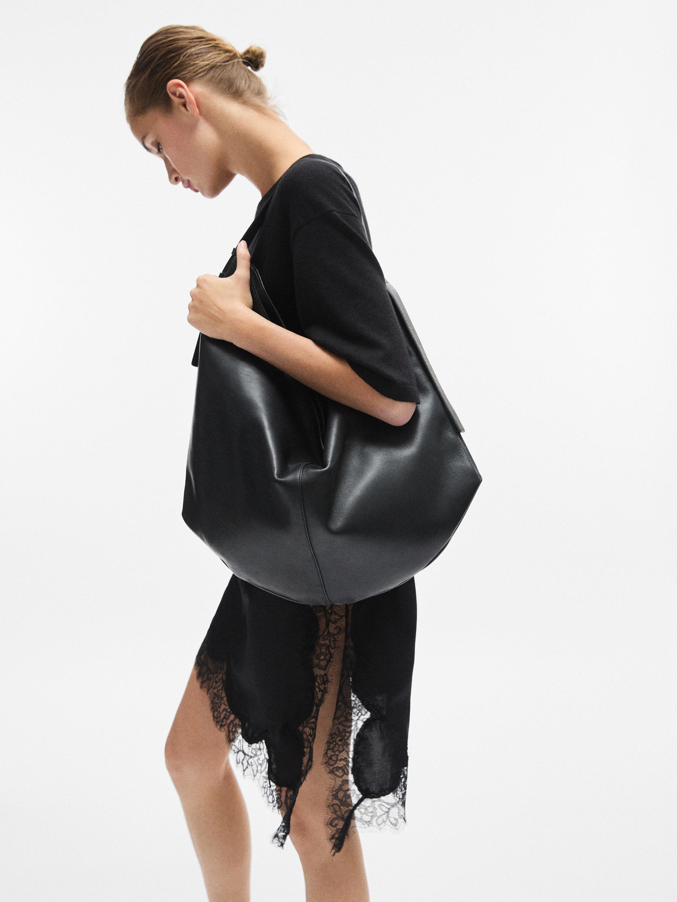 Sweater with contrast lace detail — BLACK
