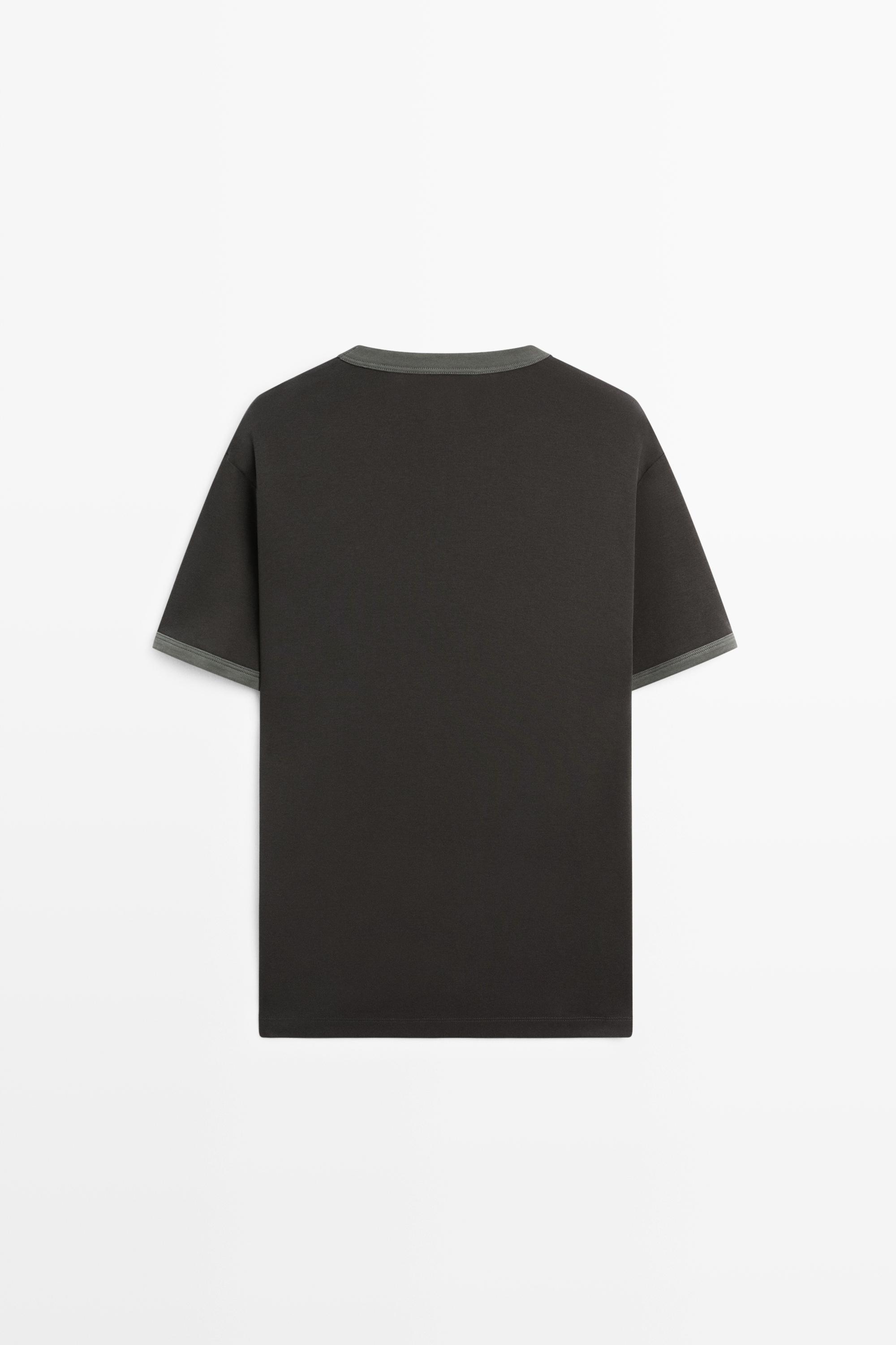 100% cotton contrast neck T-shirt — LEAD