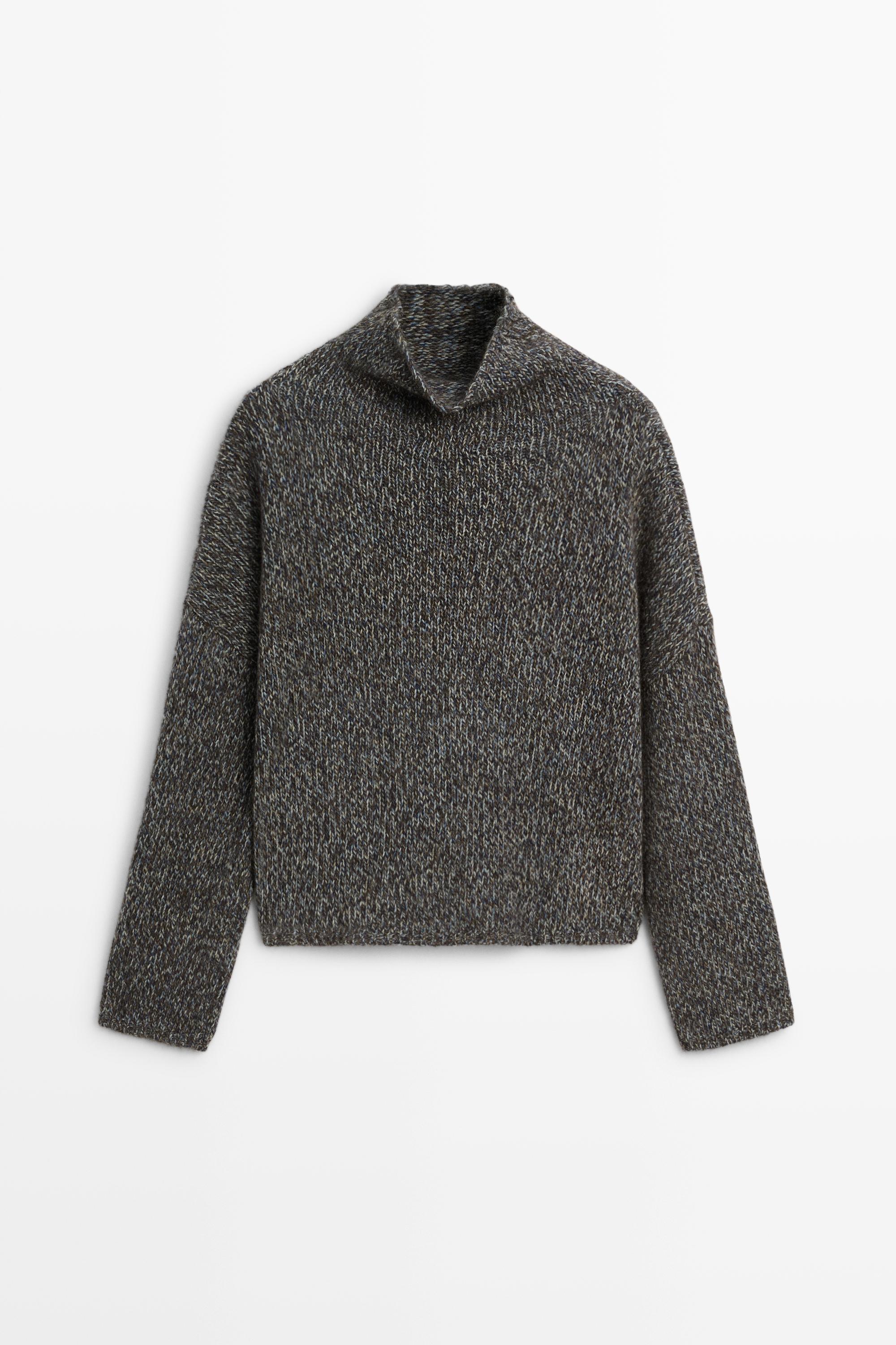 100% wool mouliné knit sweater by Massimo Dutti