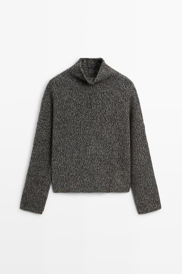 100% wool mouliné knit sweater — MEDIUM BLUE 2