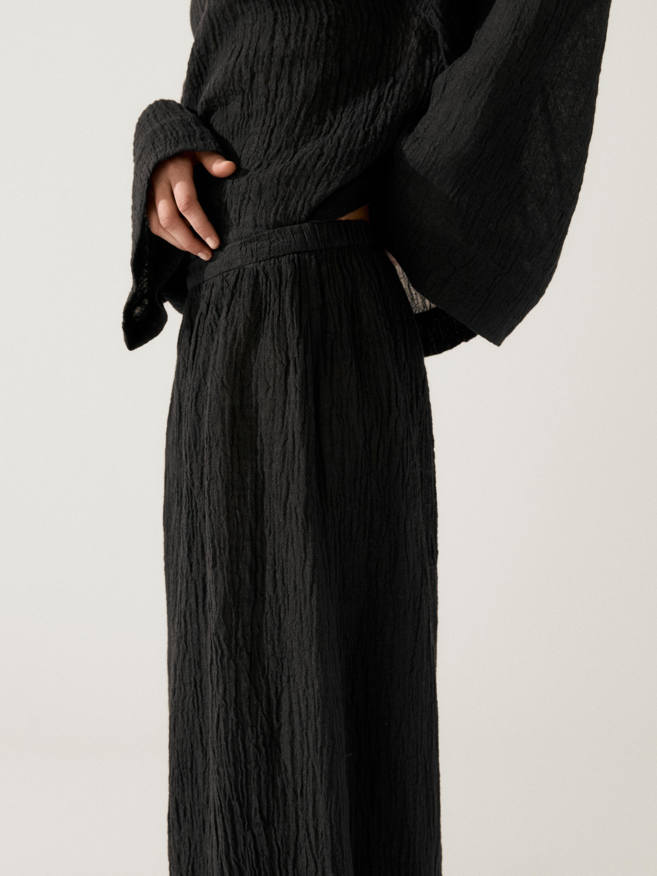 Linen sarouel trousers — BLACK