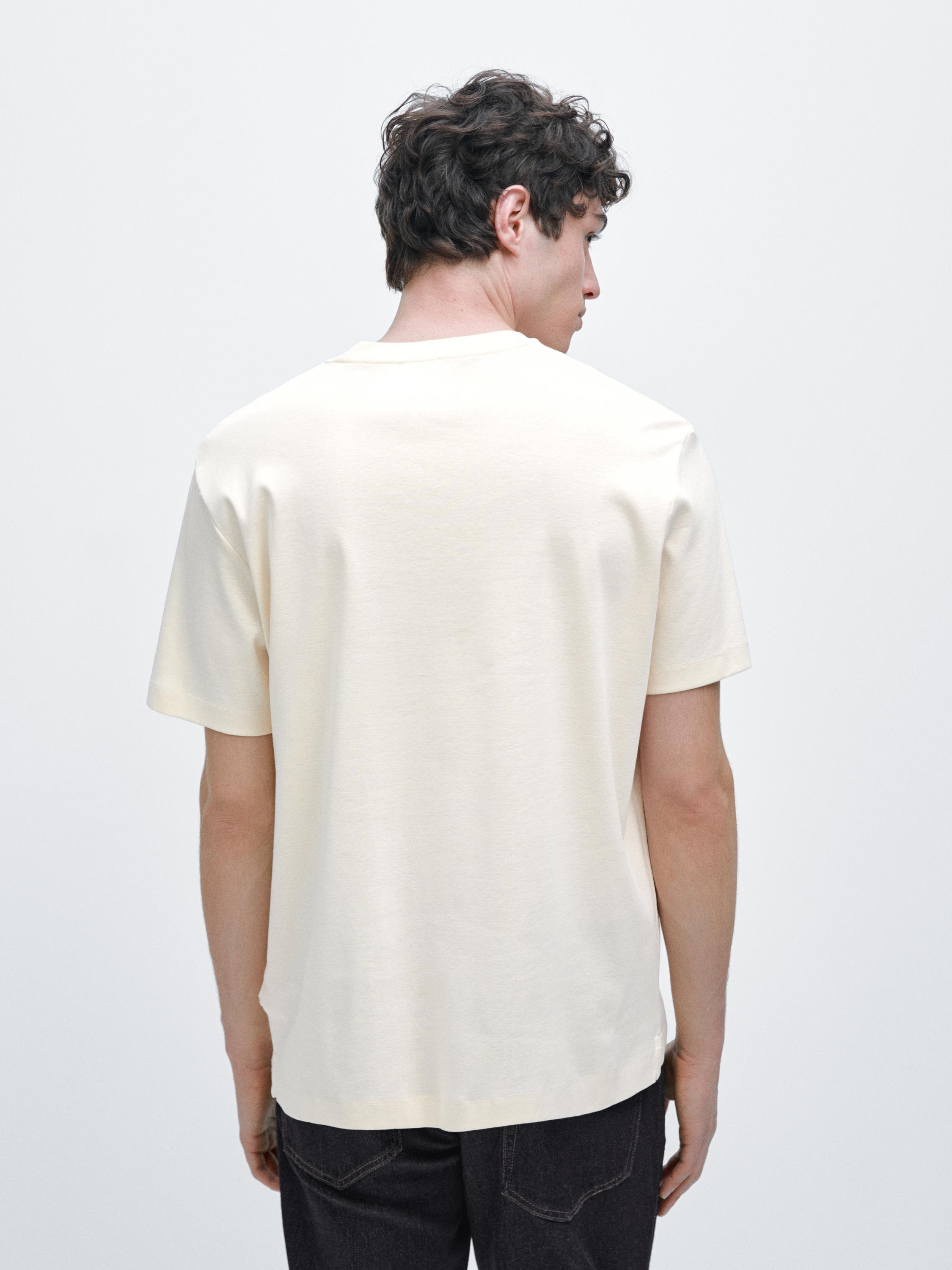 100% mercerised cotton T-shirt — CREAM