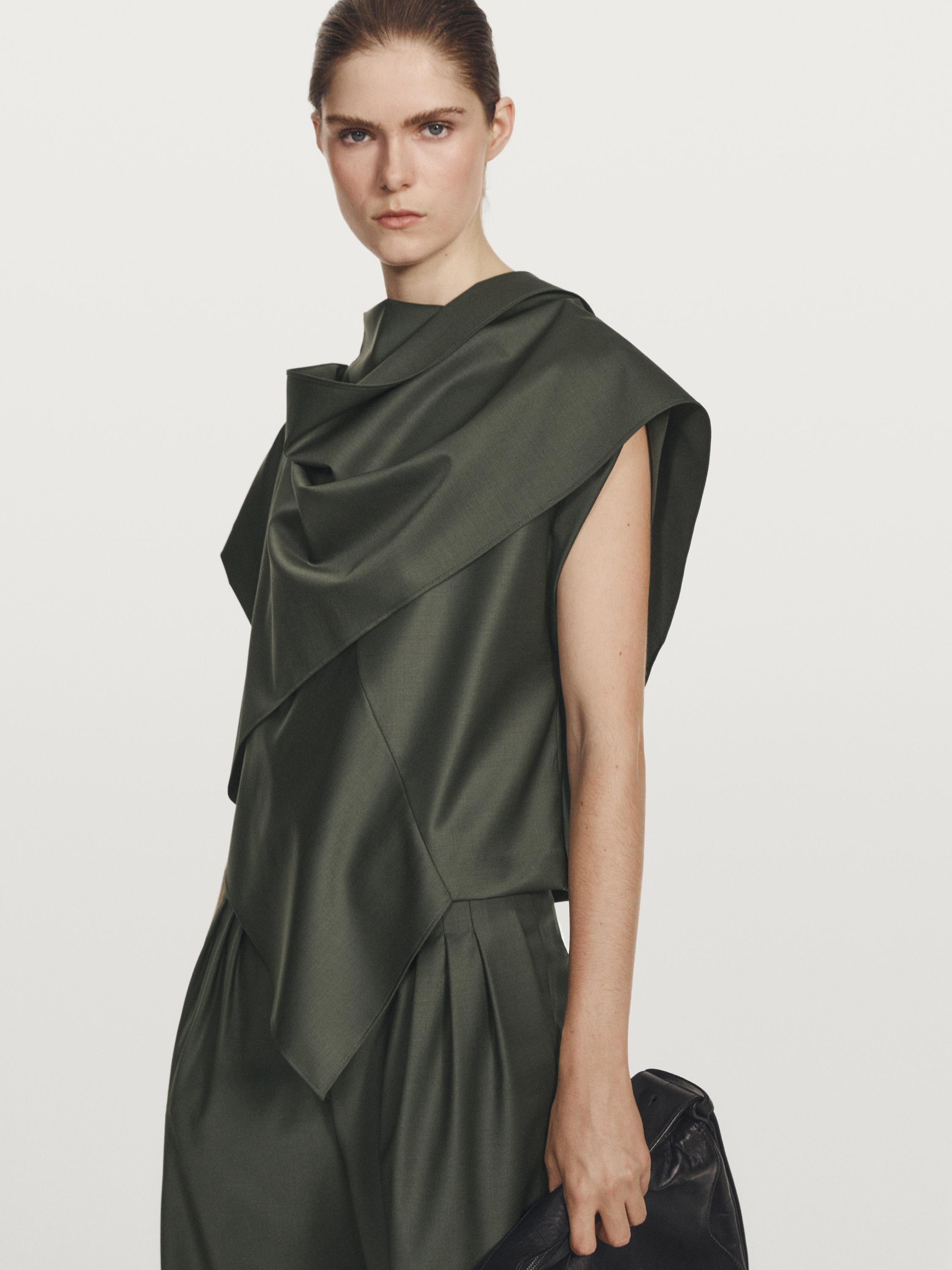 Asymmetric wool blend blouse - Studio