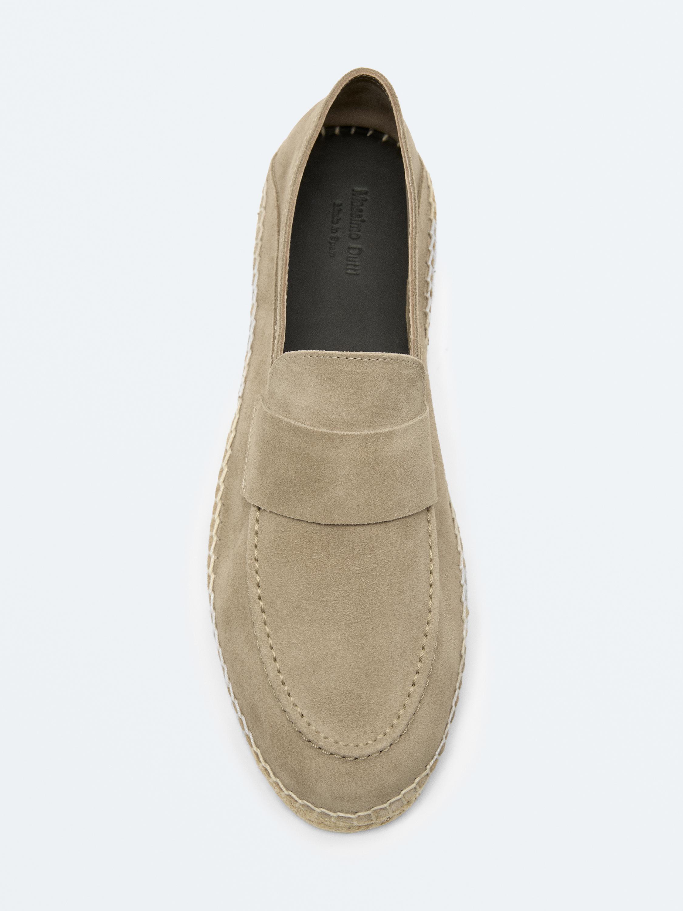 Split suede leather espadrille with piece — SAND