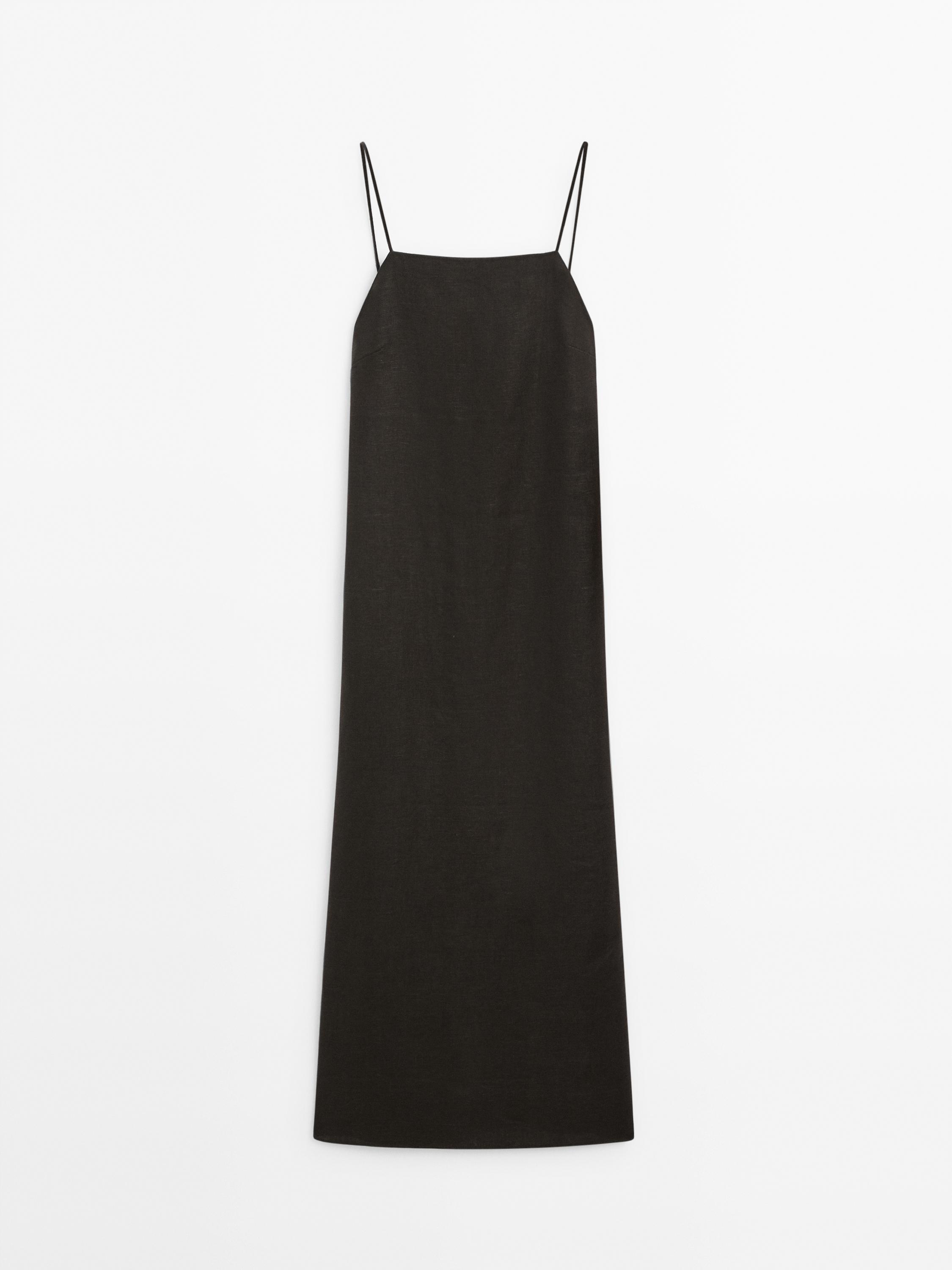 Vestido midi lino detalle aberturas