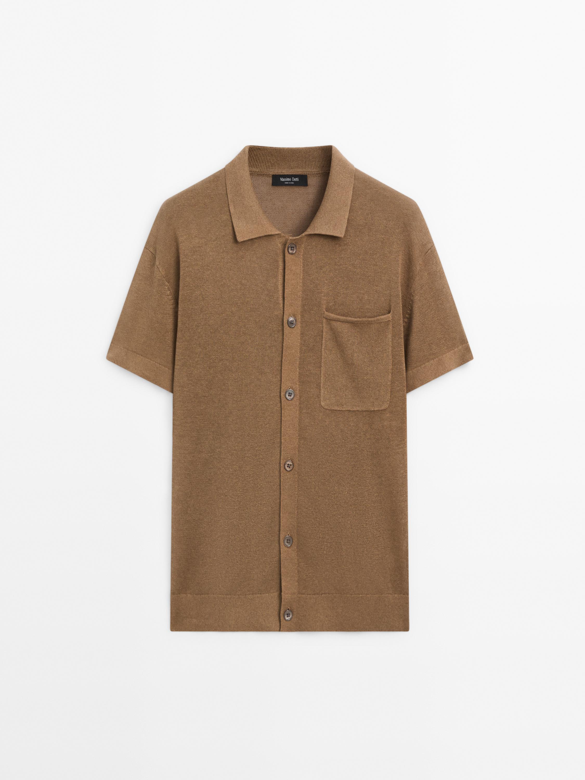 Linen blend short sleeve cardigan