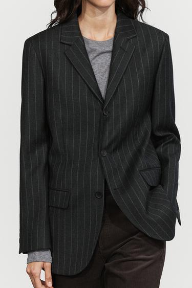 100% wool pinstripe blazer — GREY 5