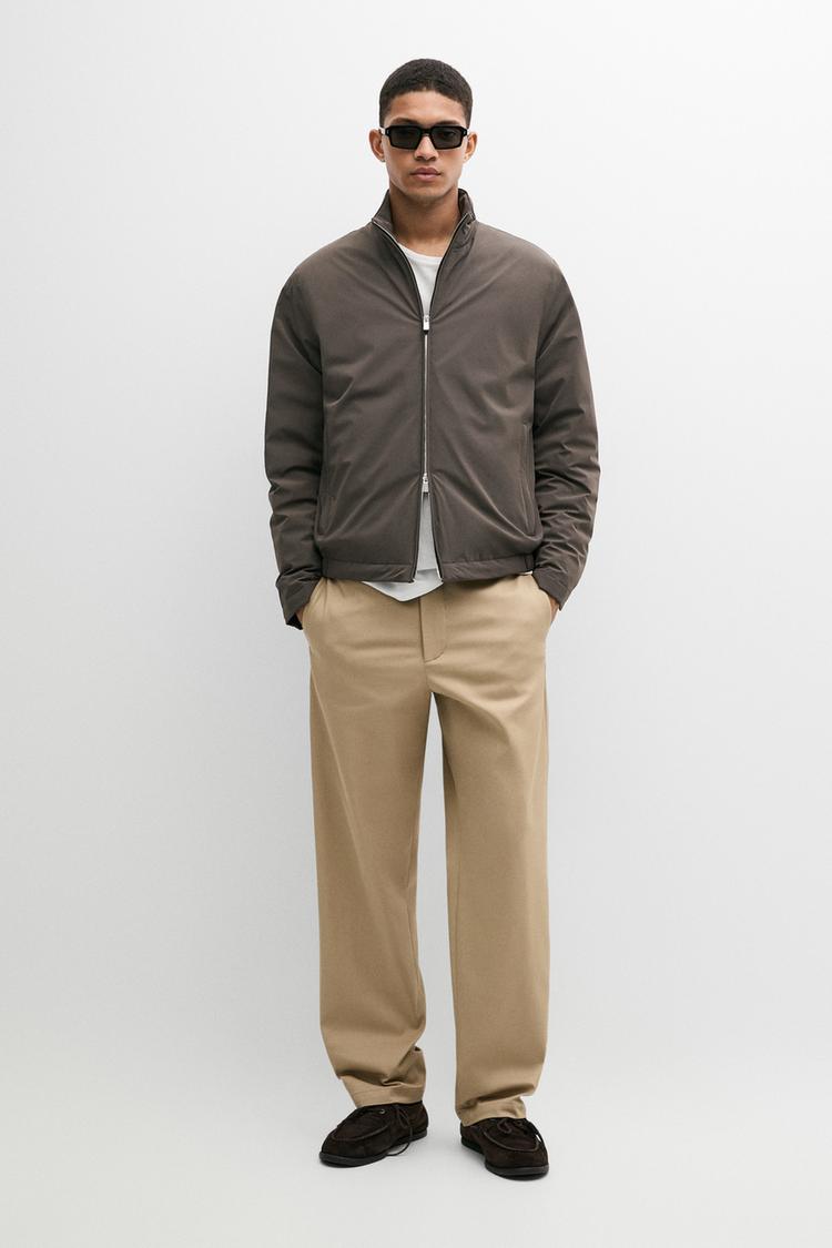 Lightweight quilted down bomber jacket — KHAKI