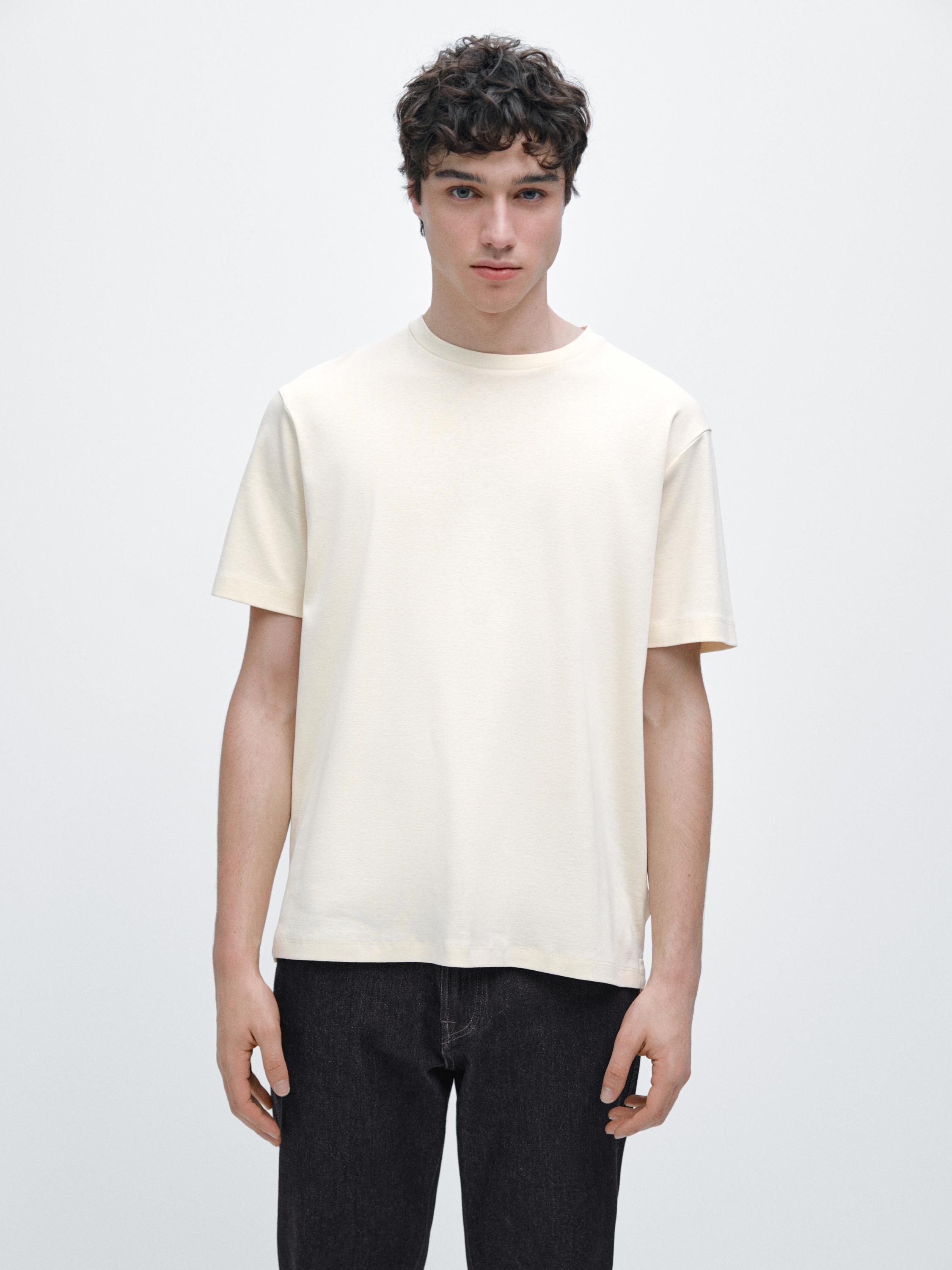 100% mercerised cotton T-shirt — CREAM