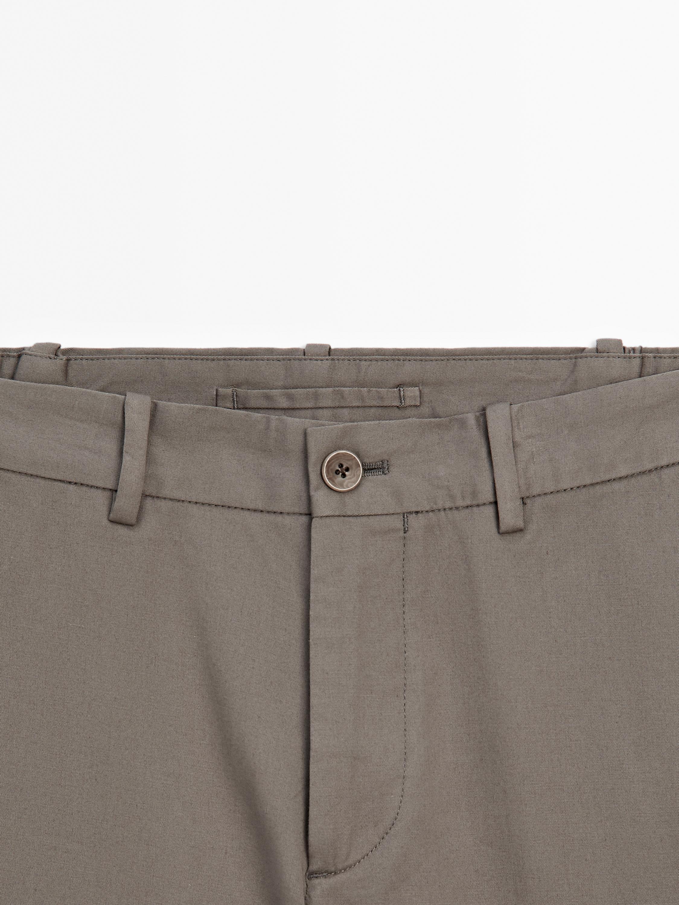 Cotton blend slim fit trousers