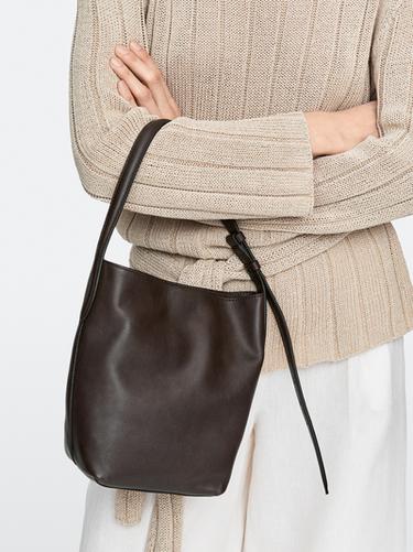 Nappa leather mini bucket bag — BROWN 5