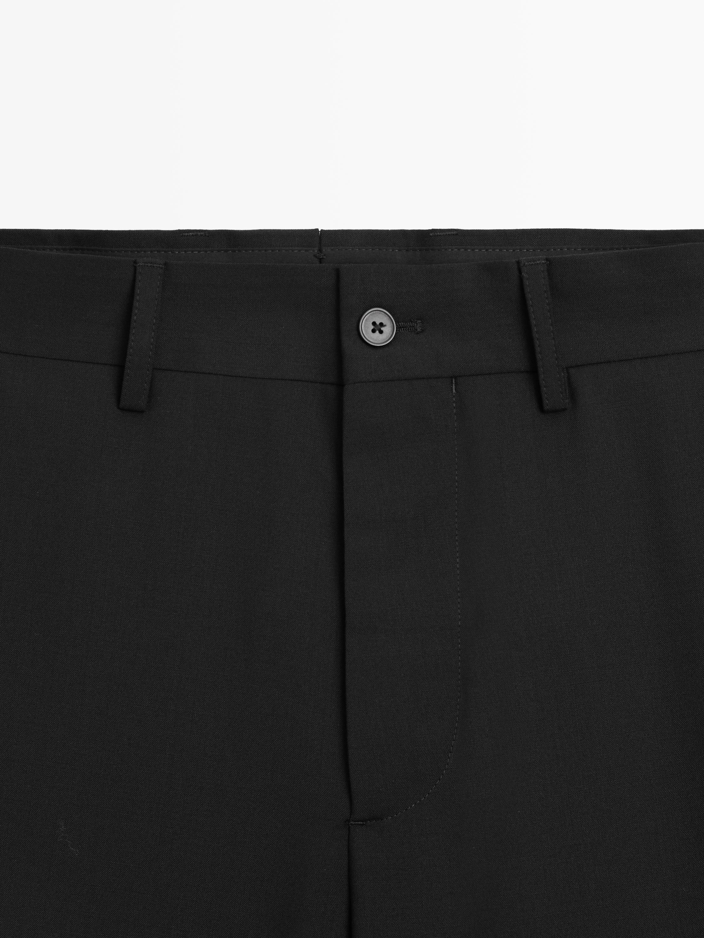 Wide-leg cool wool suit trousers — BLACK