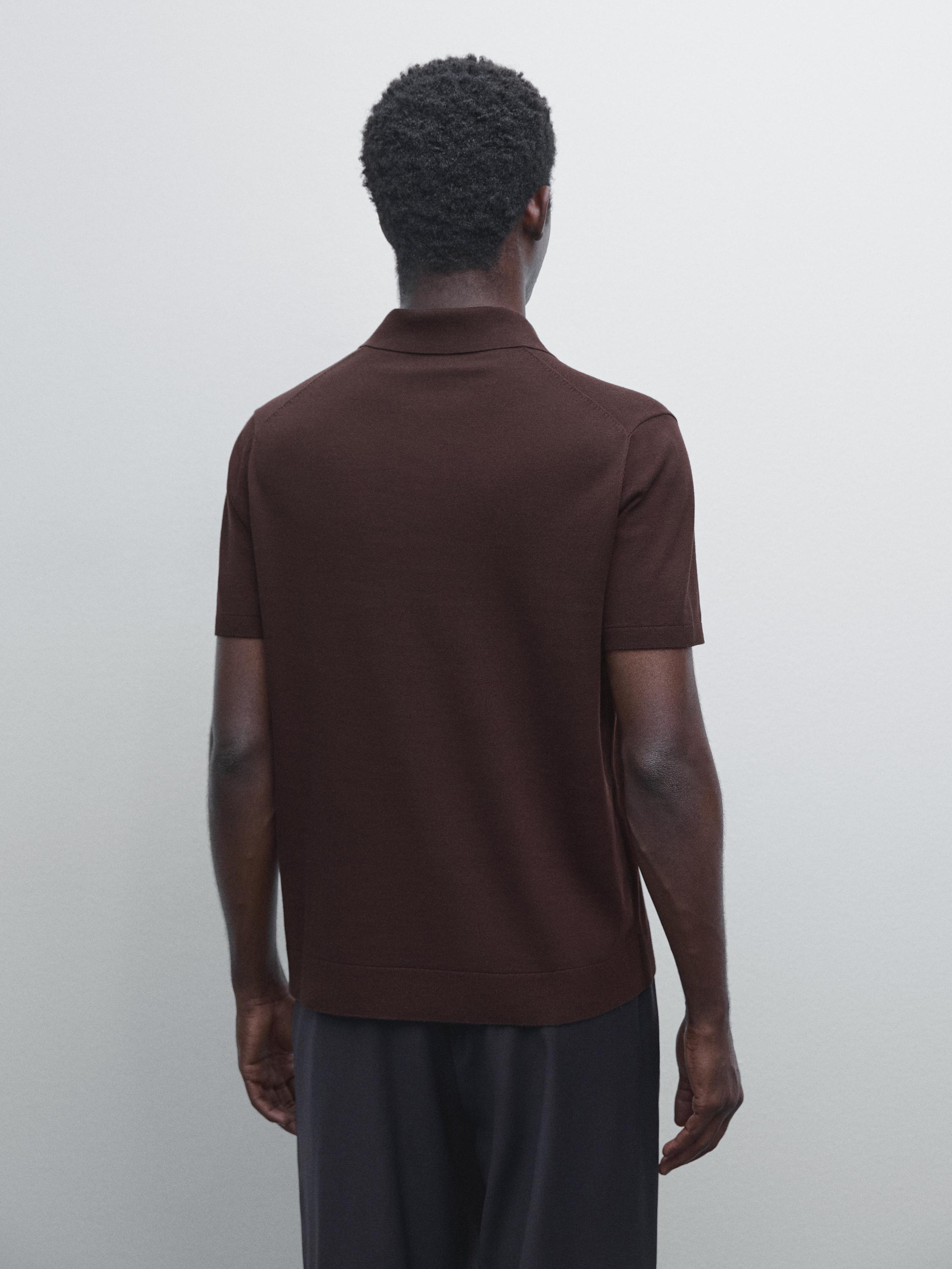 Short sleeve cotton knit polo shirt