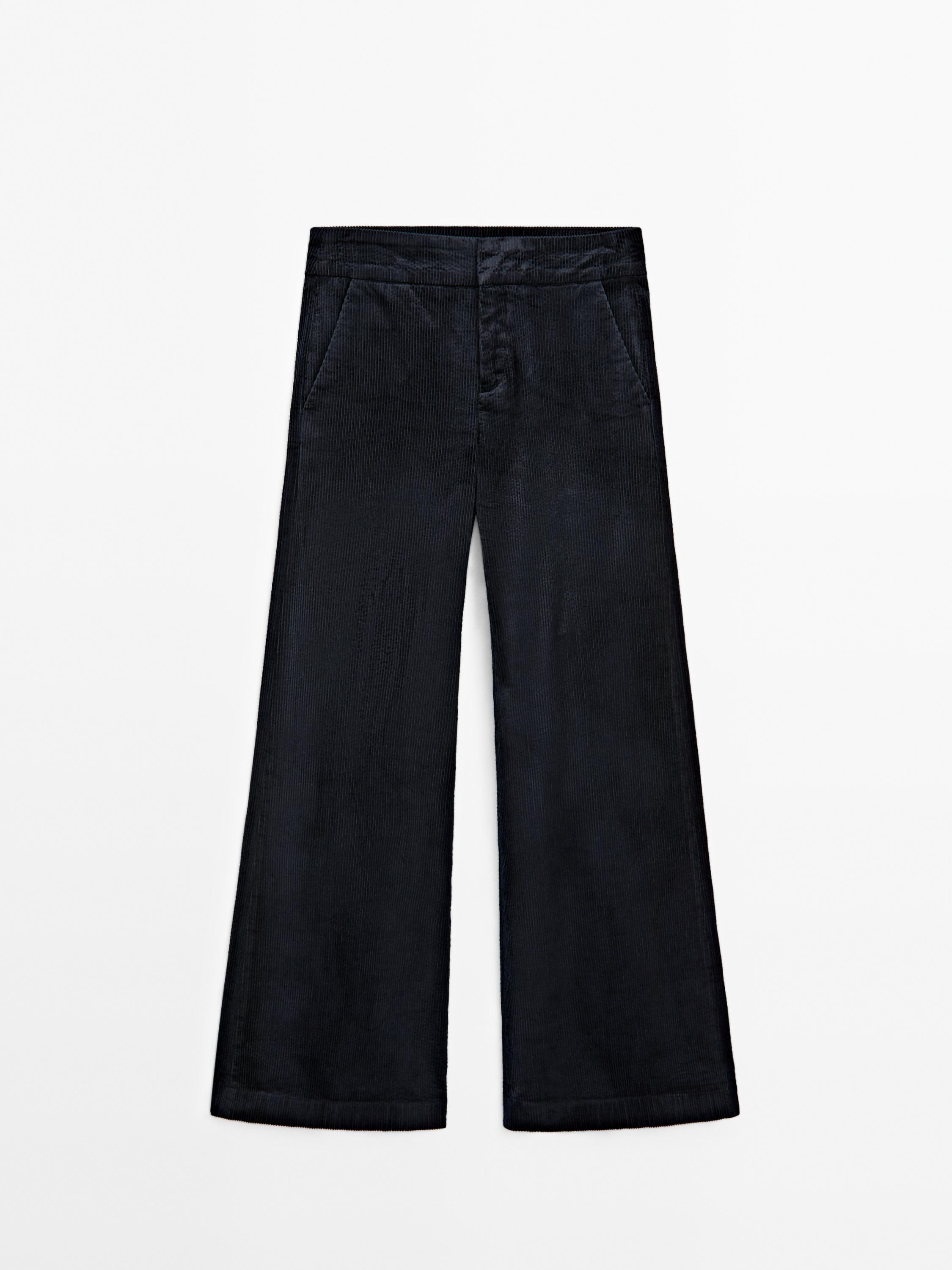 Mid-rise corduroy palazzo trousers