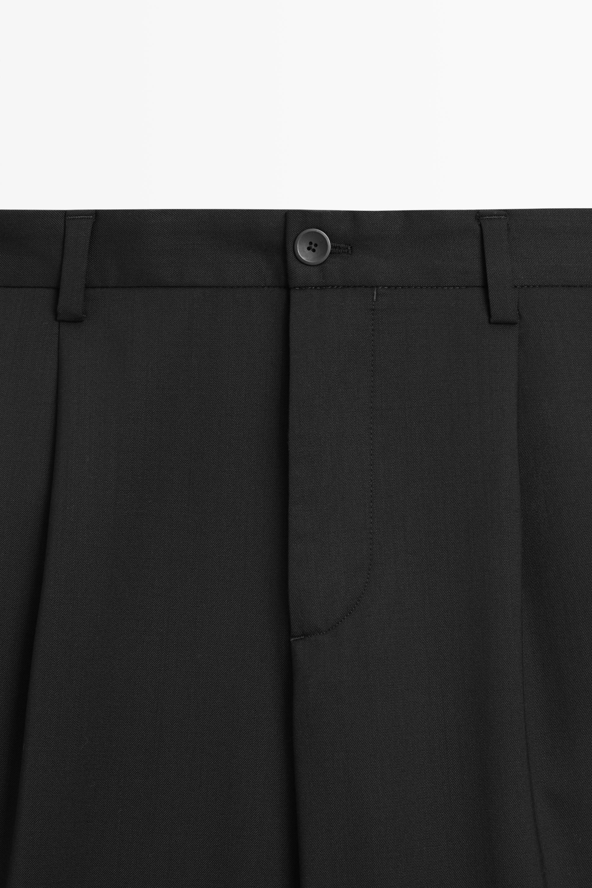Wool blend cool wool darted pants — BLACK