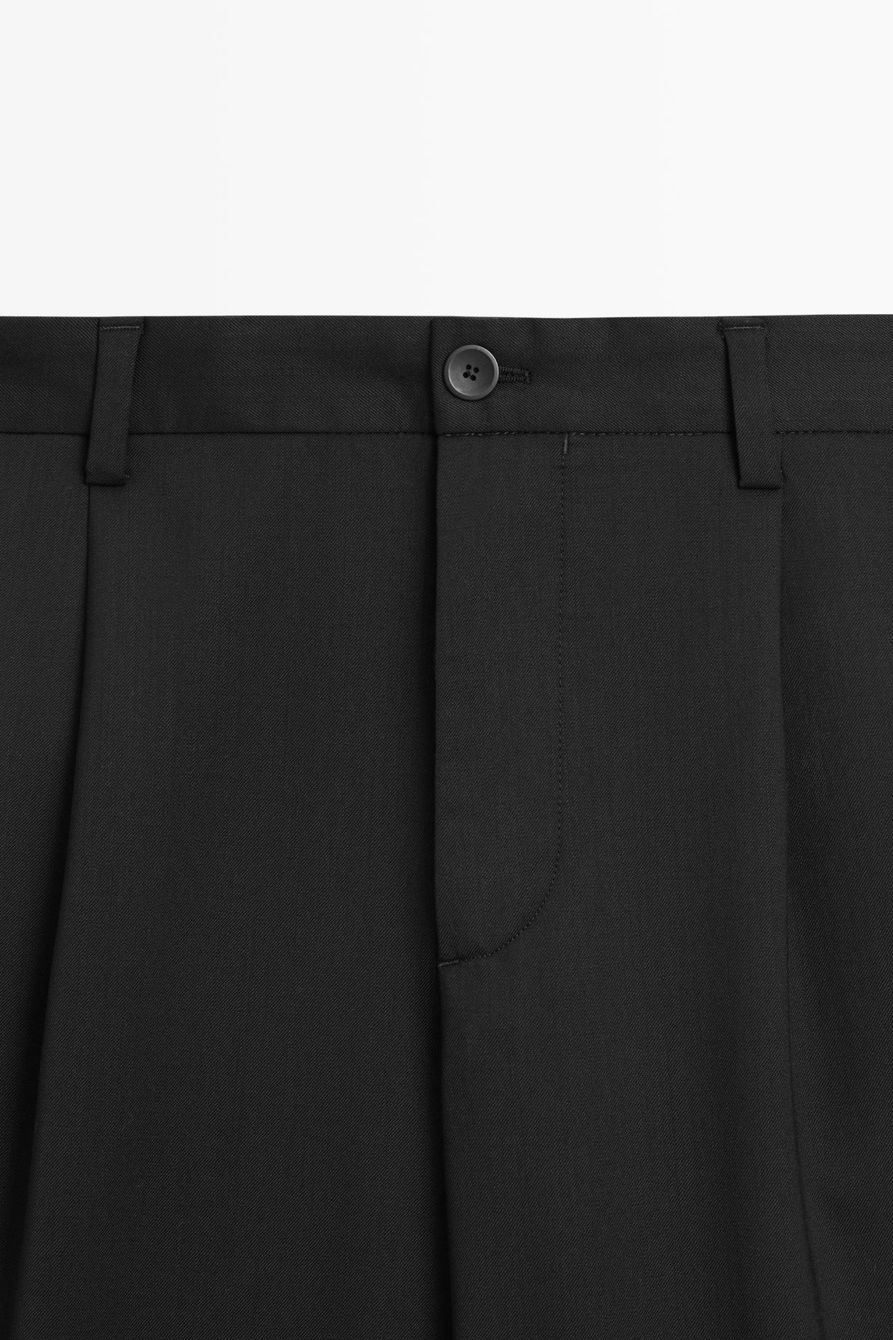 Wool blend cool wool darted pants — BLACK