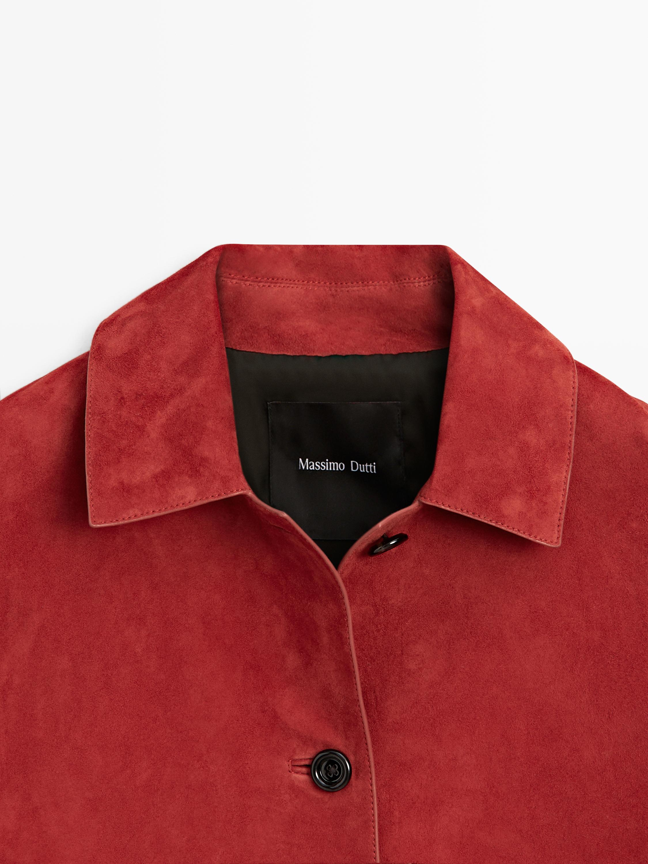 Short suede leather jacket — RED