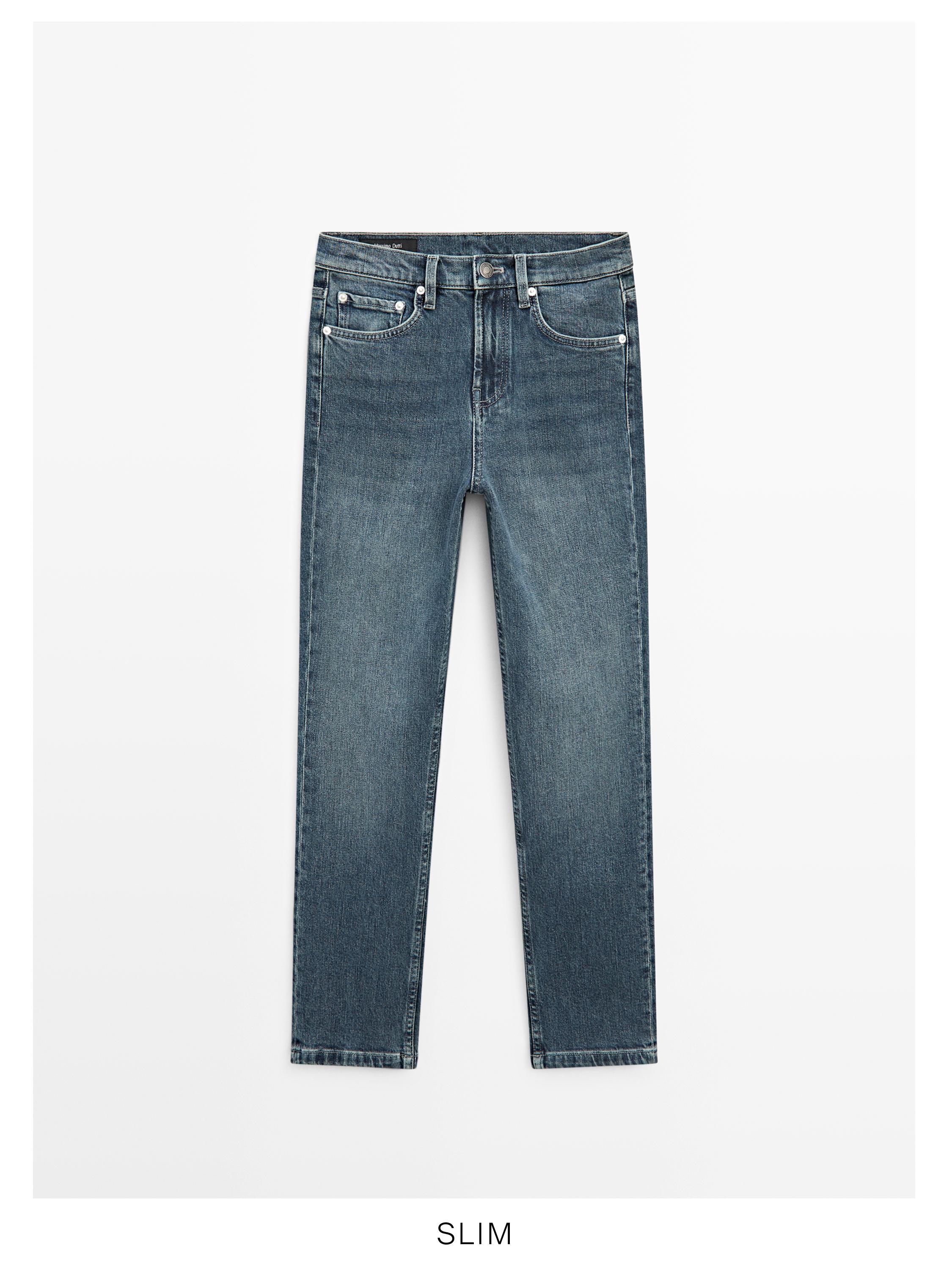 Mid-rise cropped slim fit jeans — Dark blue