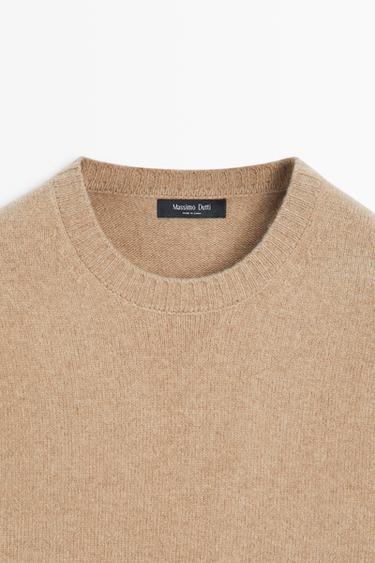 Wool blend round neck knit sweater — CAMEL 9