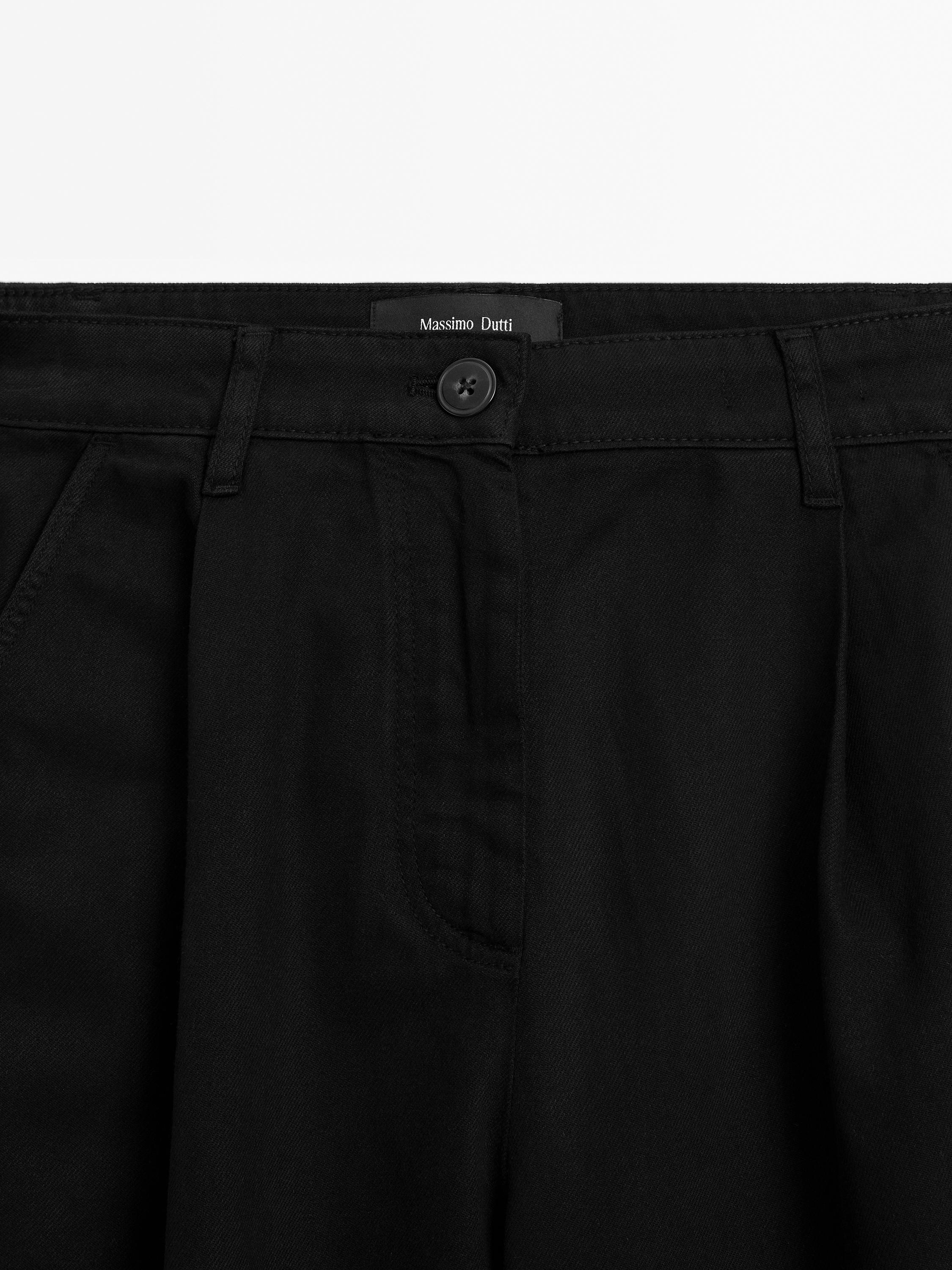 Flowing cotton blend trousers
