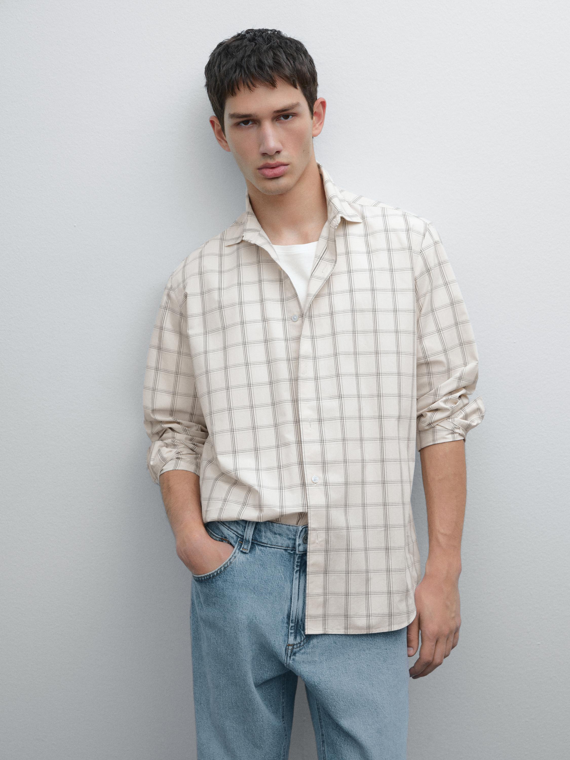 Chemise à carreaux regular fit 100 % coton