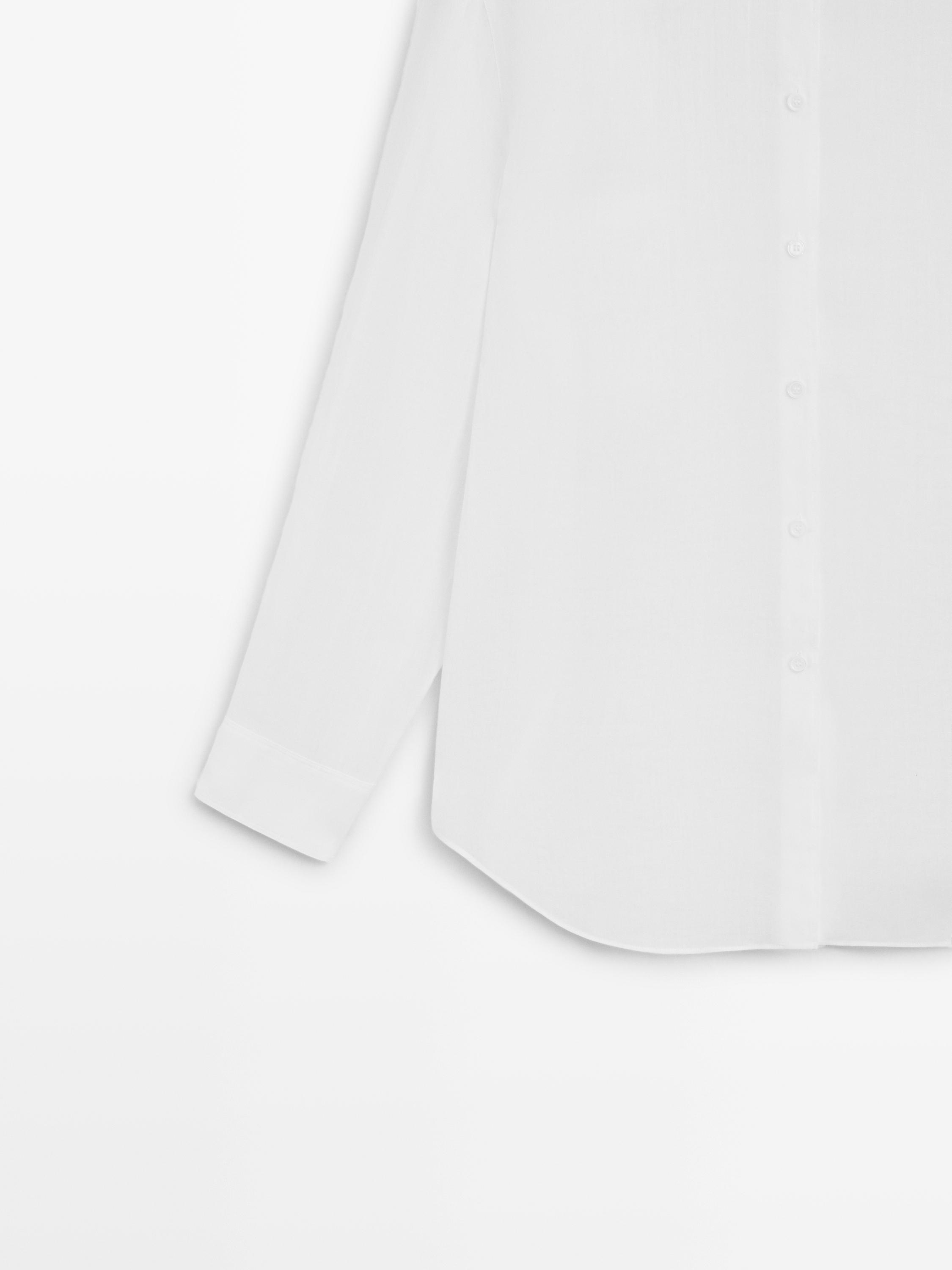Flowing shirt with shirt collar — WHITE