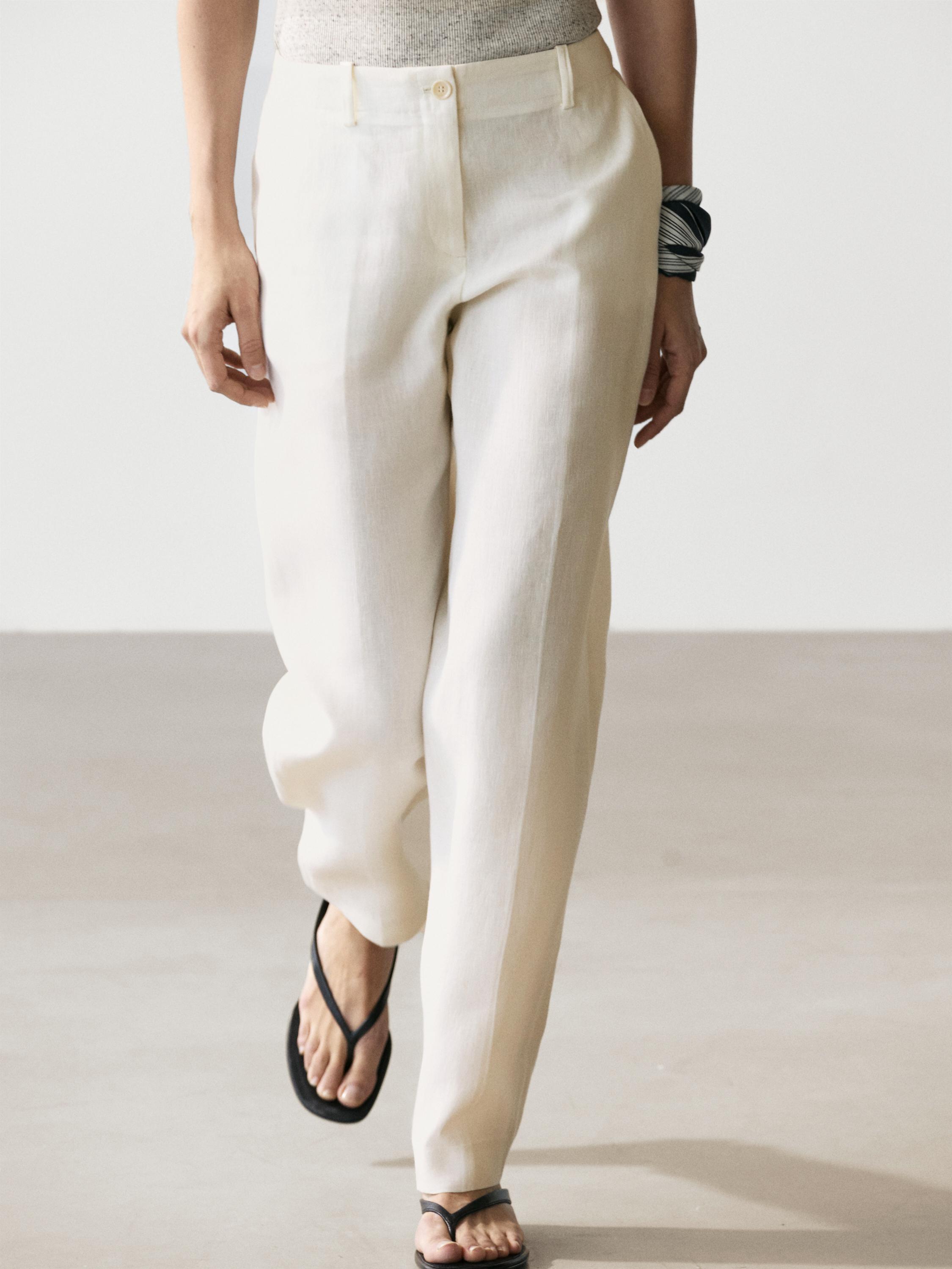Linen suit trousers — Off white