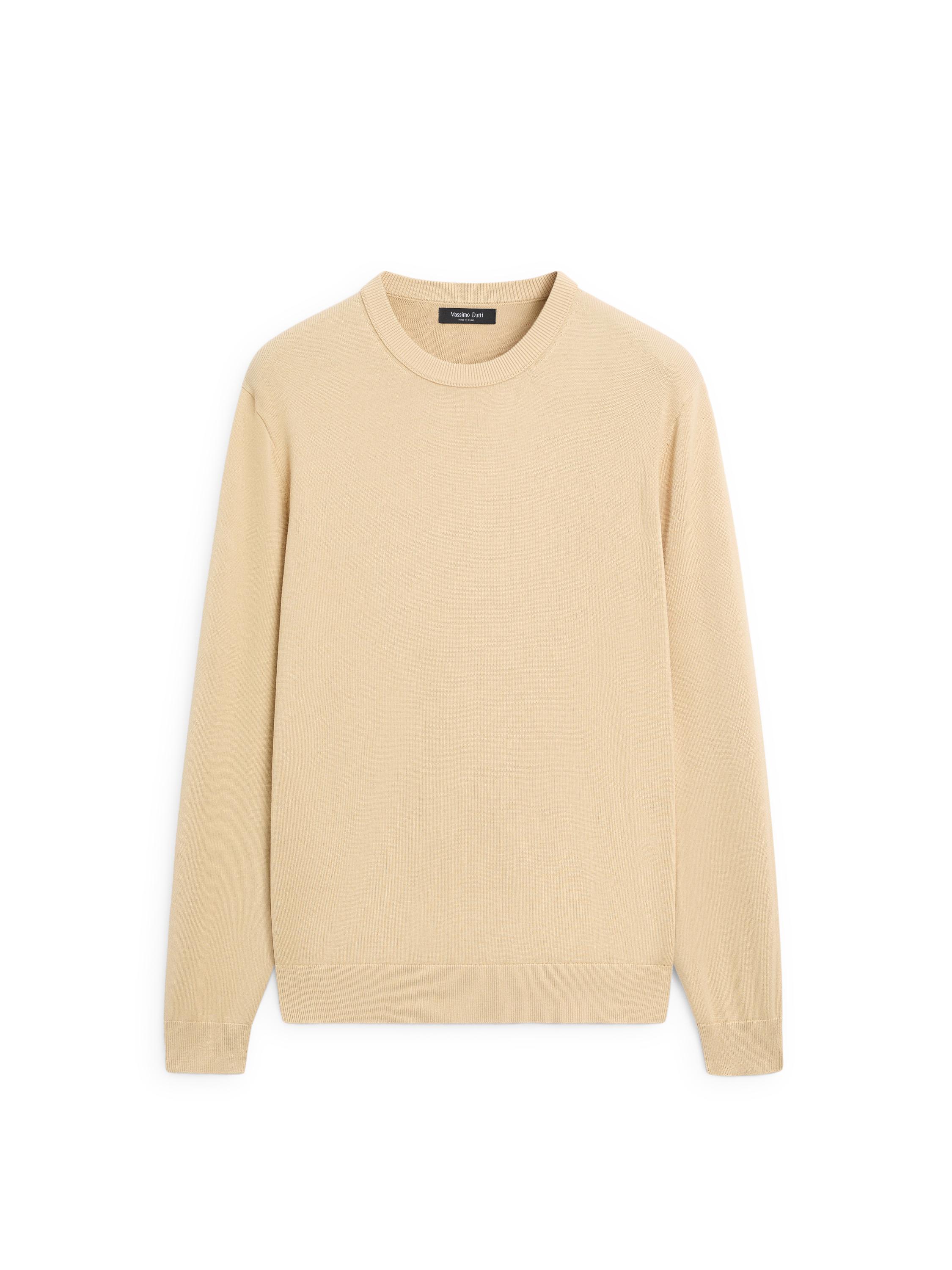 Cotton blend knit sweater — Sand beige