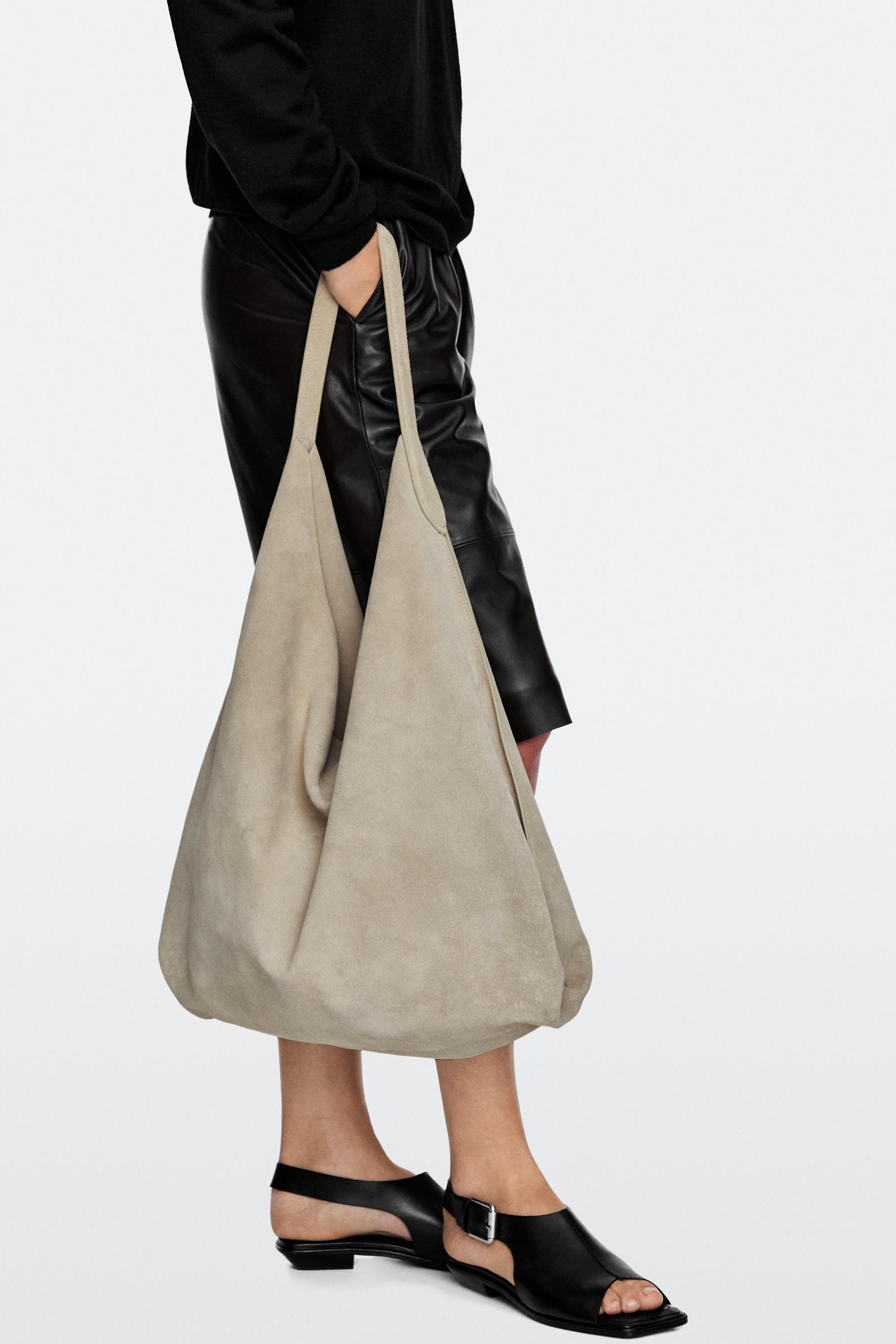 Maxi split suede leather shoulder bag