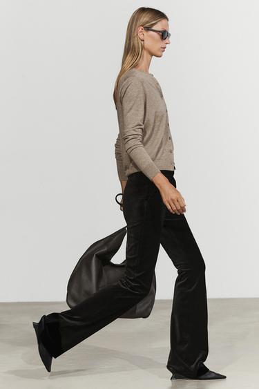 Velvet skinny flare fit pants — BLACK 8
