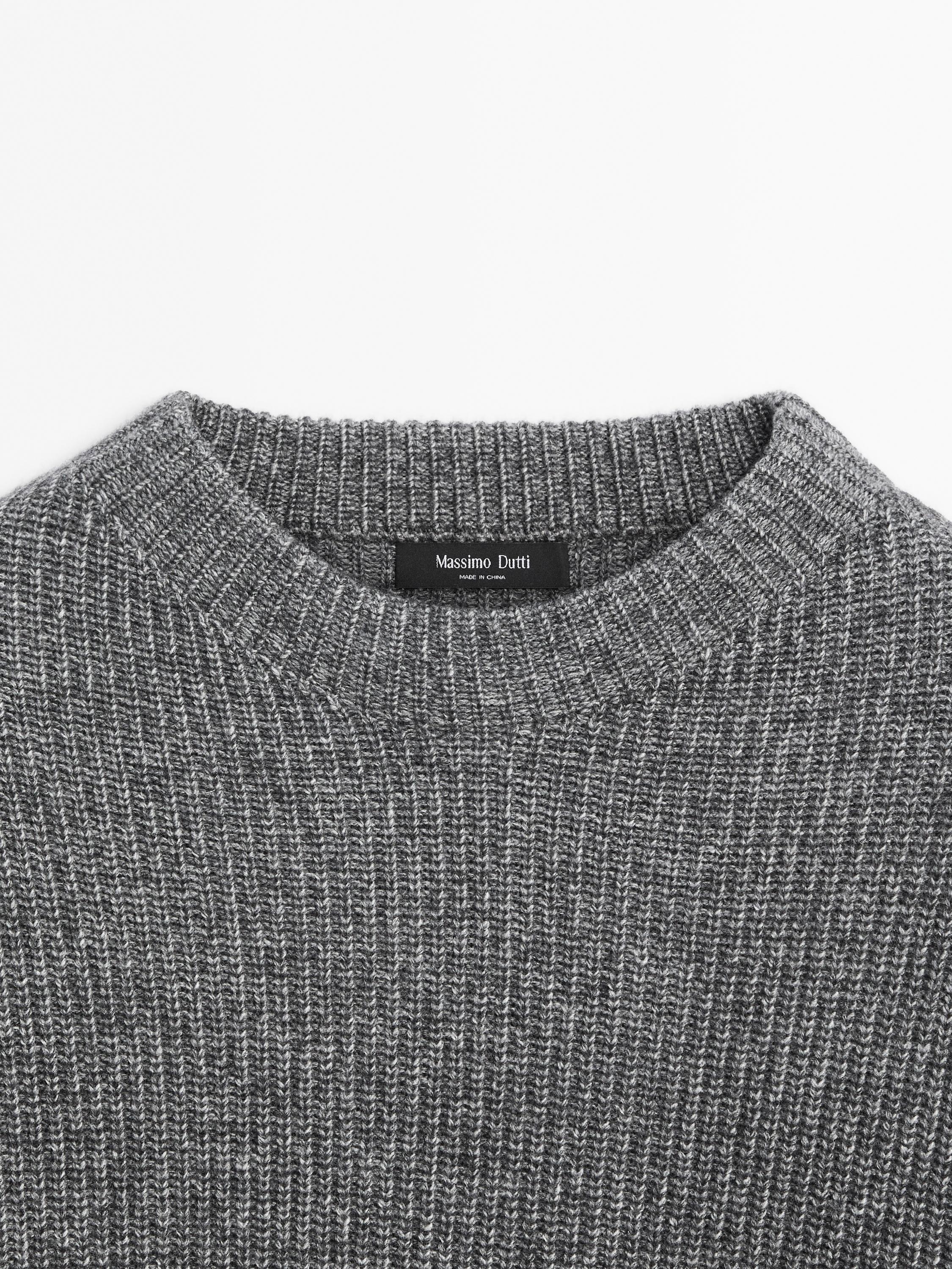 Ribbed knit wool blend sweater