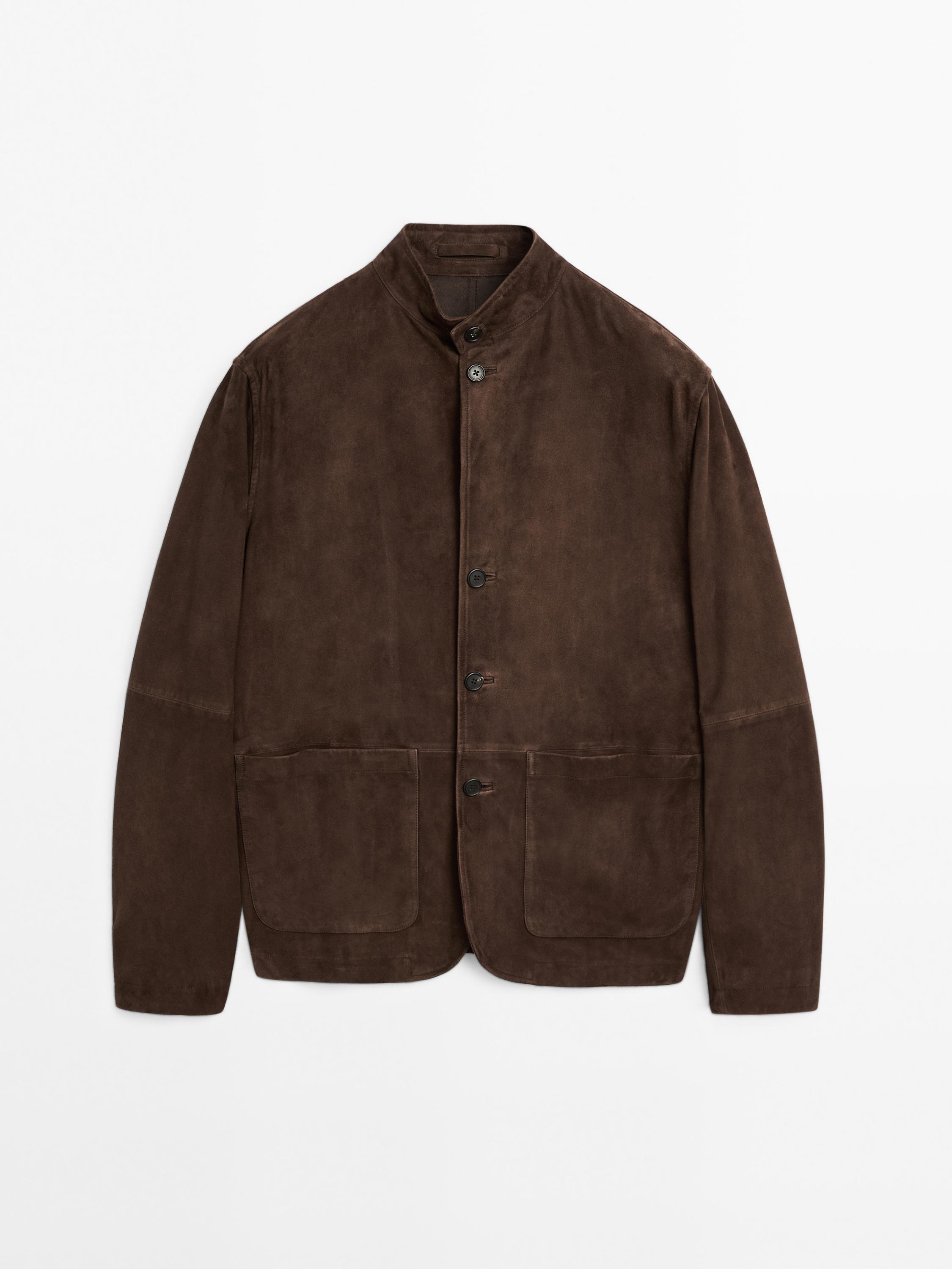 Wildlederjacke mit Stehkragen