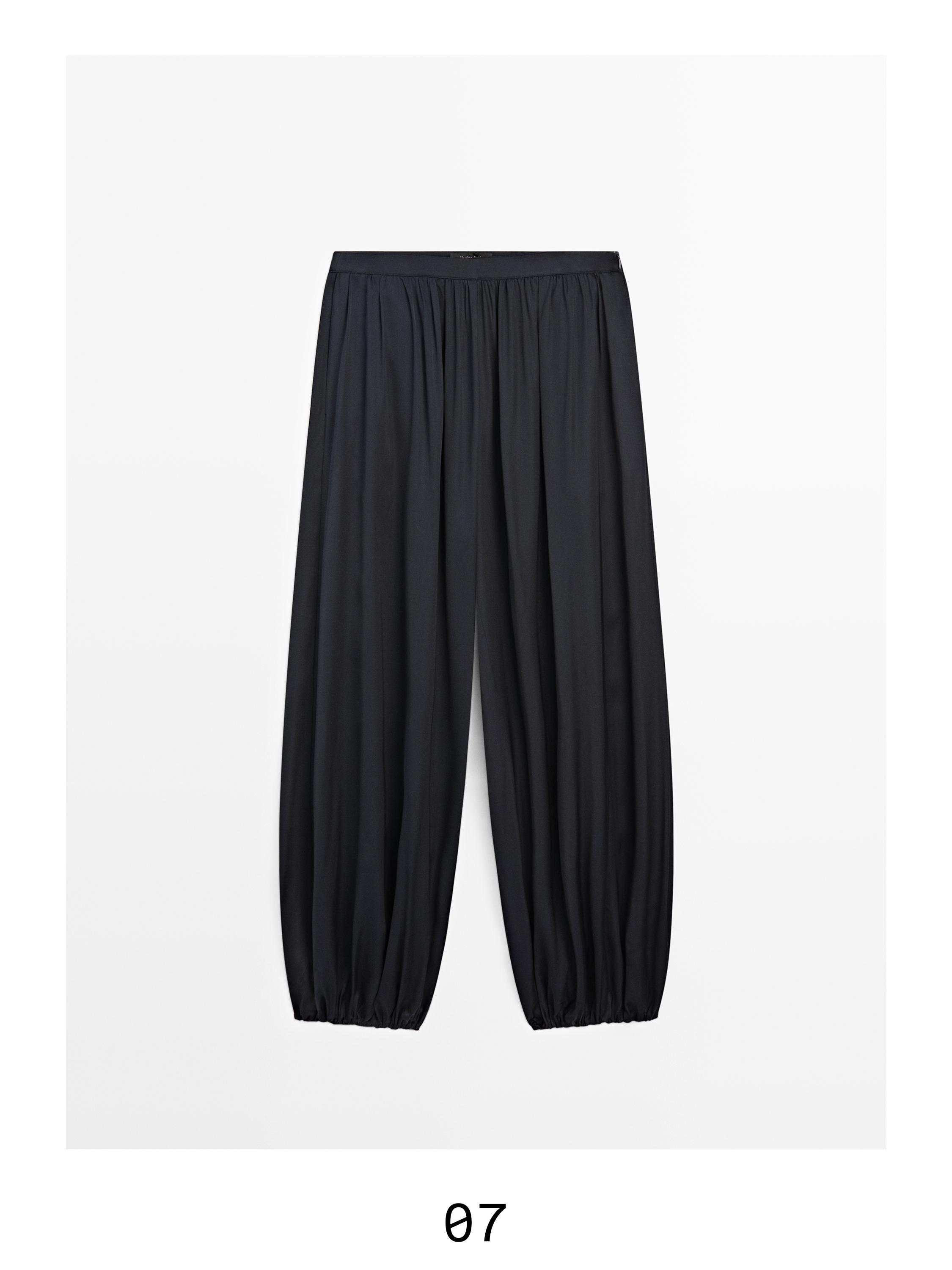 Balloon fit satin pants — Dark Blue
