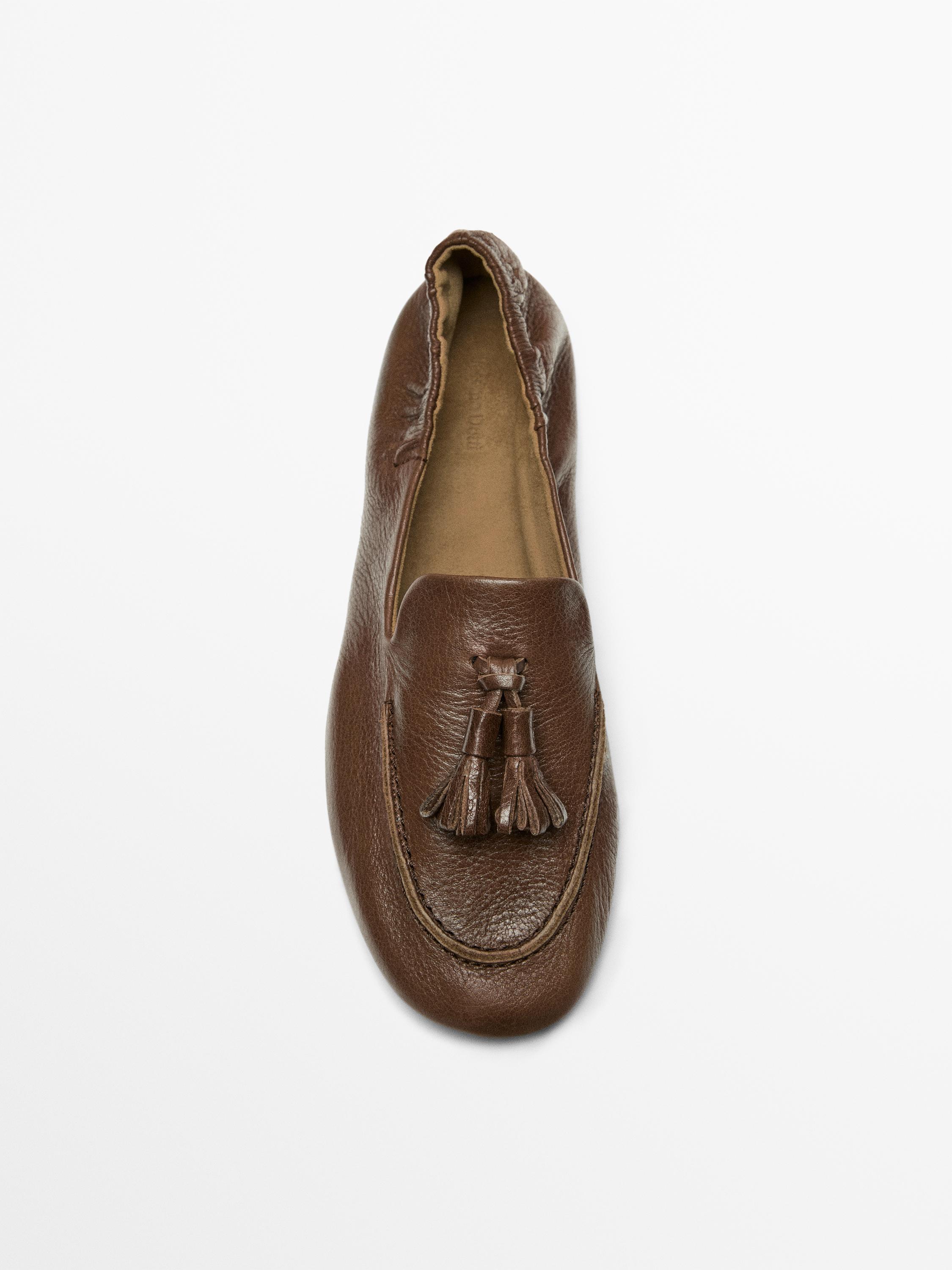 Leather tassel loafers — HAZELNUT BROWN