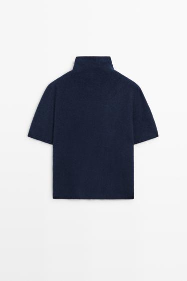 100% wool oversize short-sleeve knit sweater — INK BLUE 6