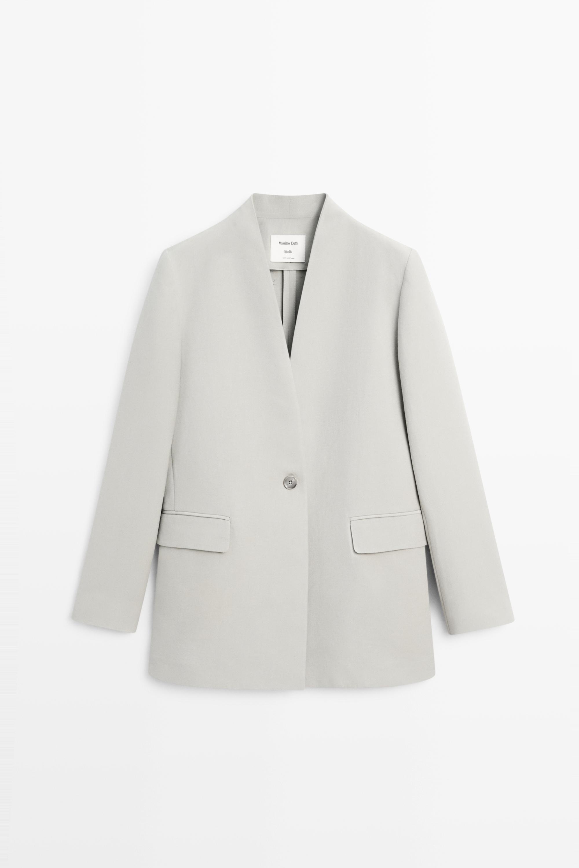 Suit blazer with button detail - STUDIO — GREY MARL