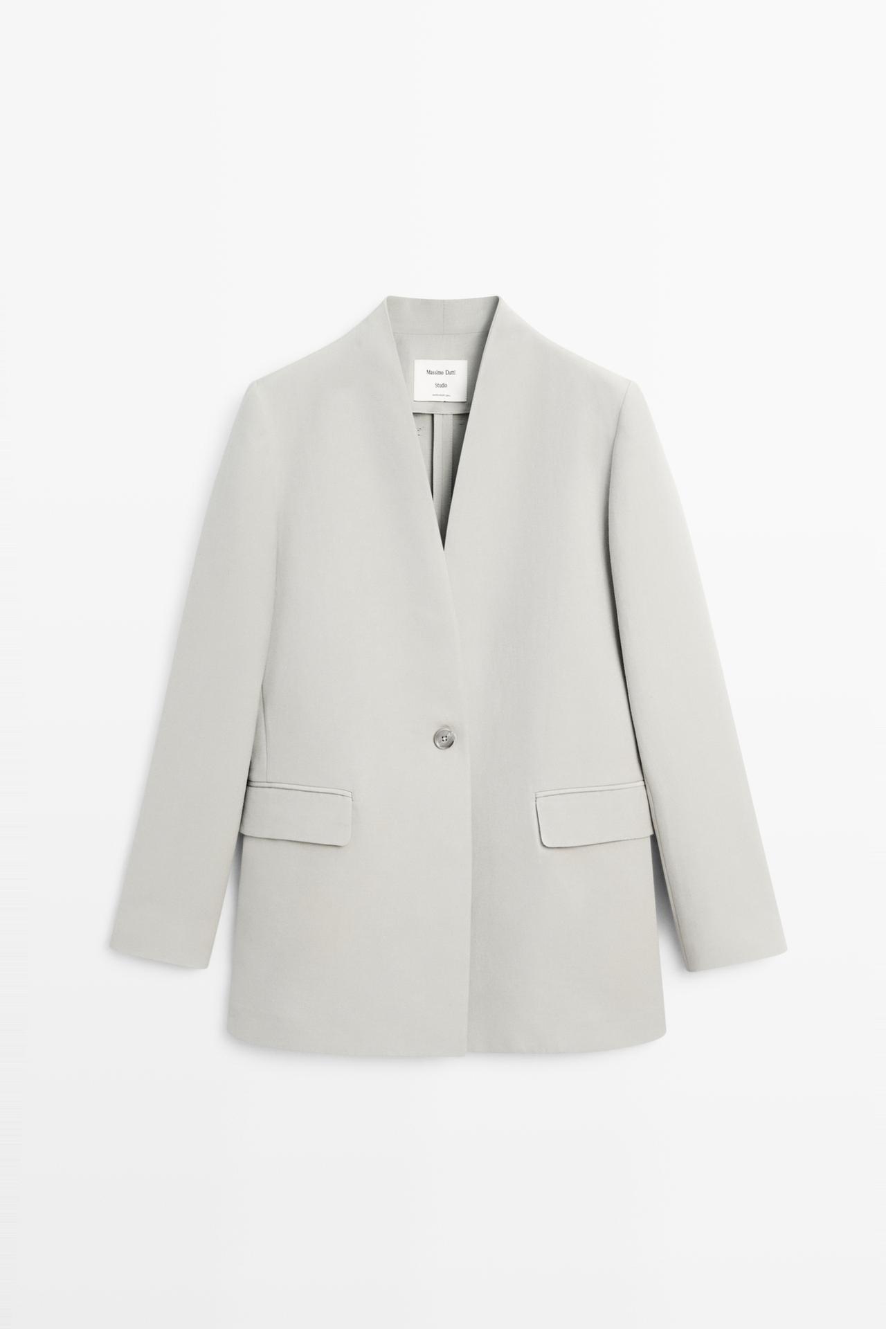 Suit blazer with button detail - STUDIO — GREY MARL