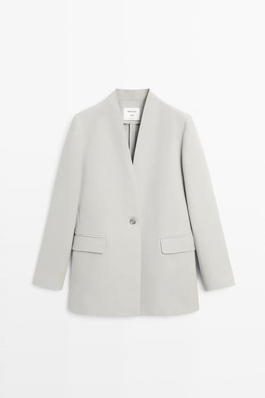 Suit blazer with button detail - STUDIO — GREY MARL 2