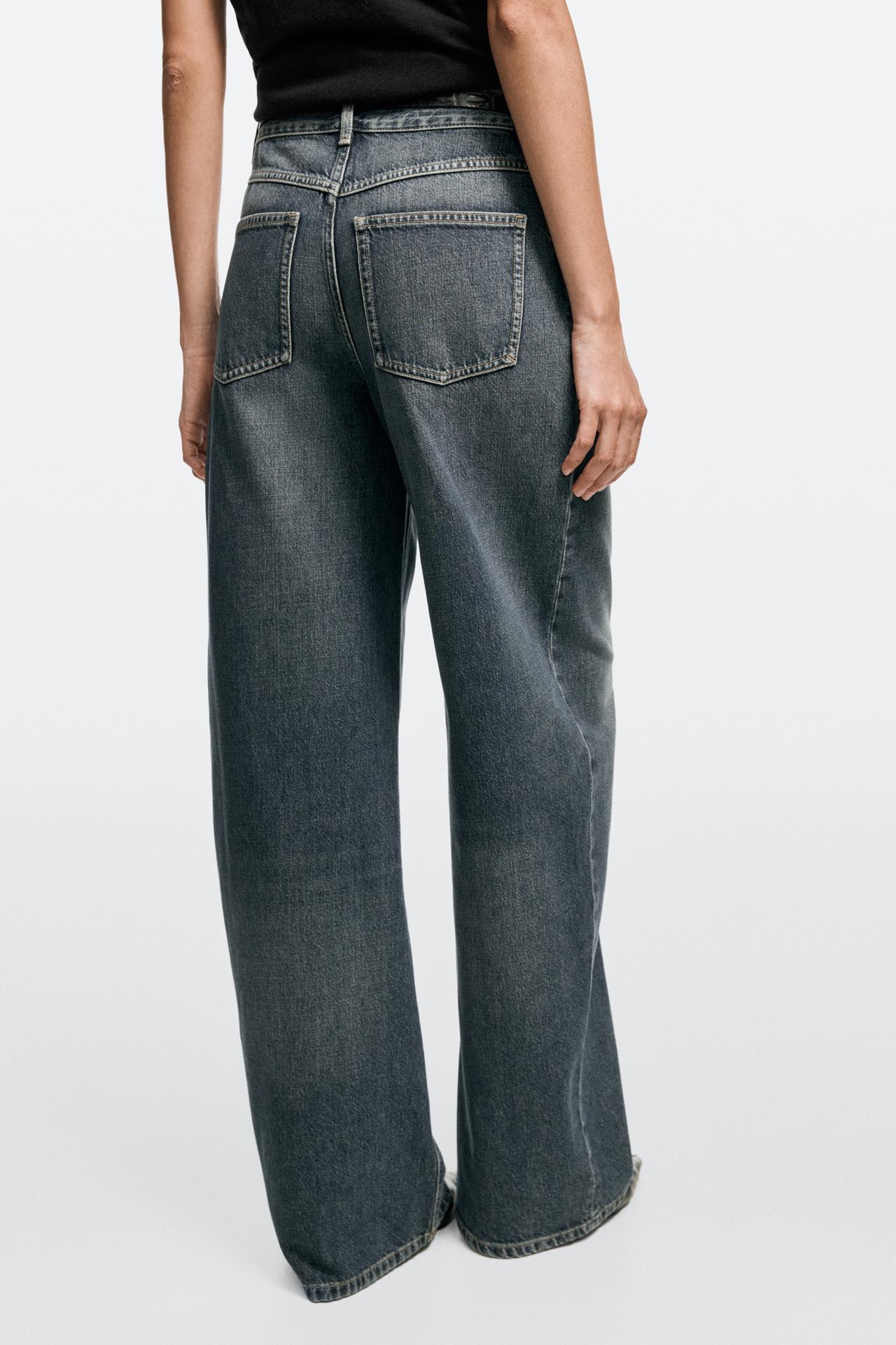 High-waist relaxed barrel fit jeans — Dark blue
