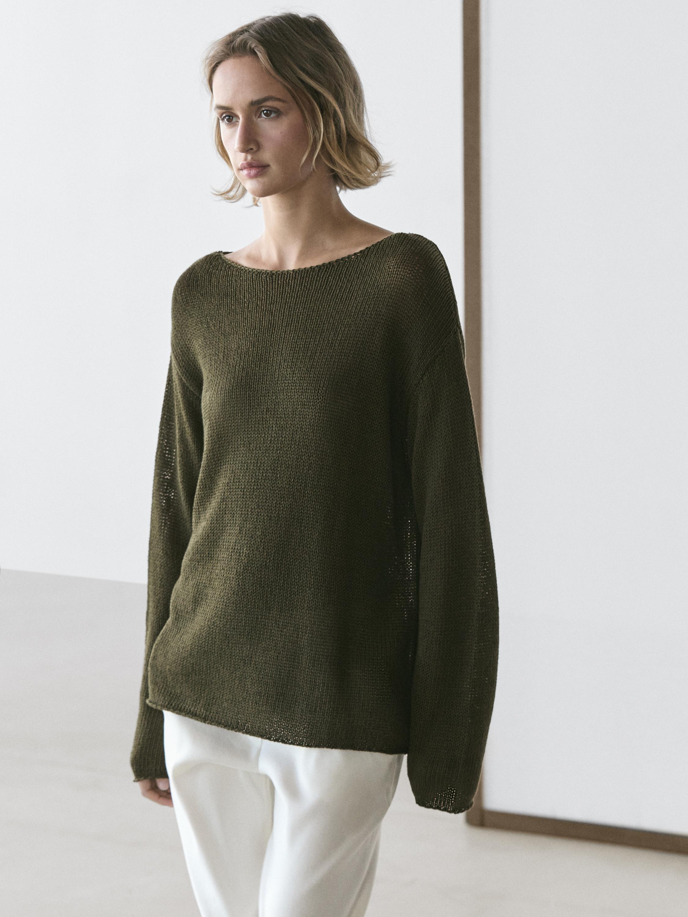 Pull en maille ajourée en coton mélangé