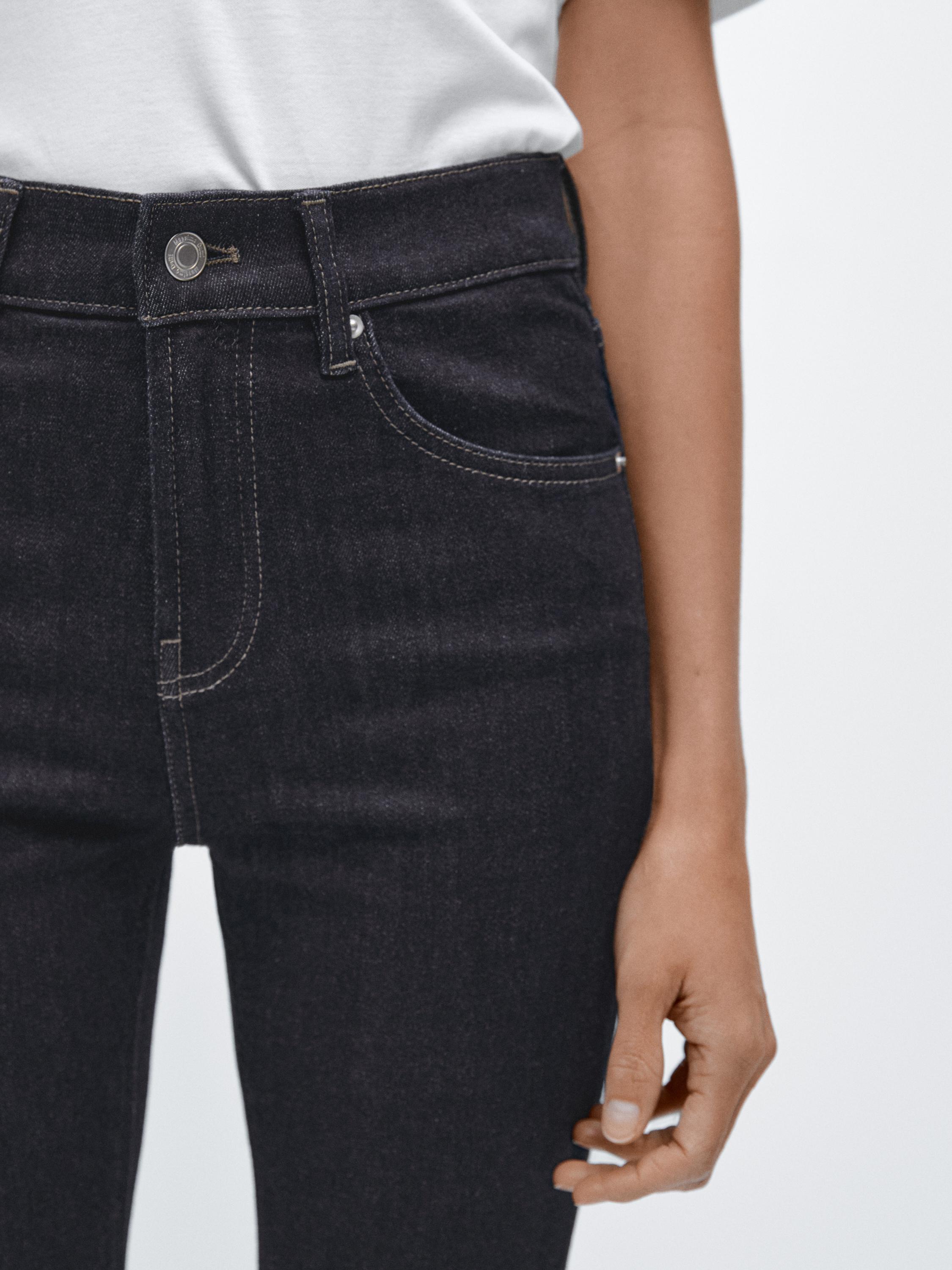 High waist bell bottom skinny jeans — DARK BLUE