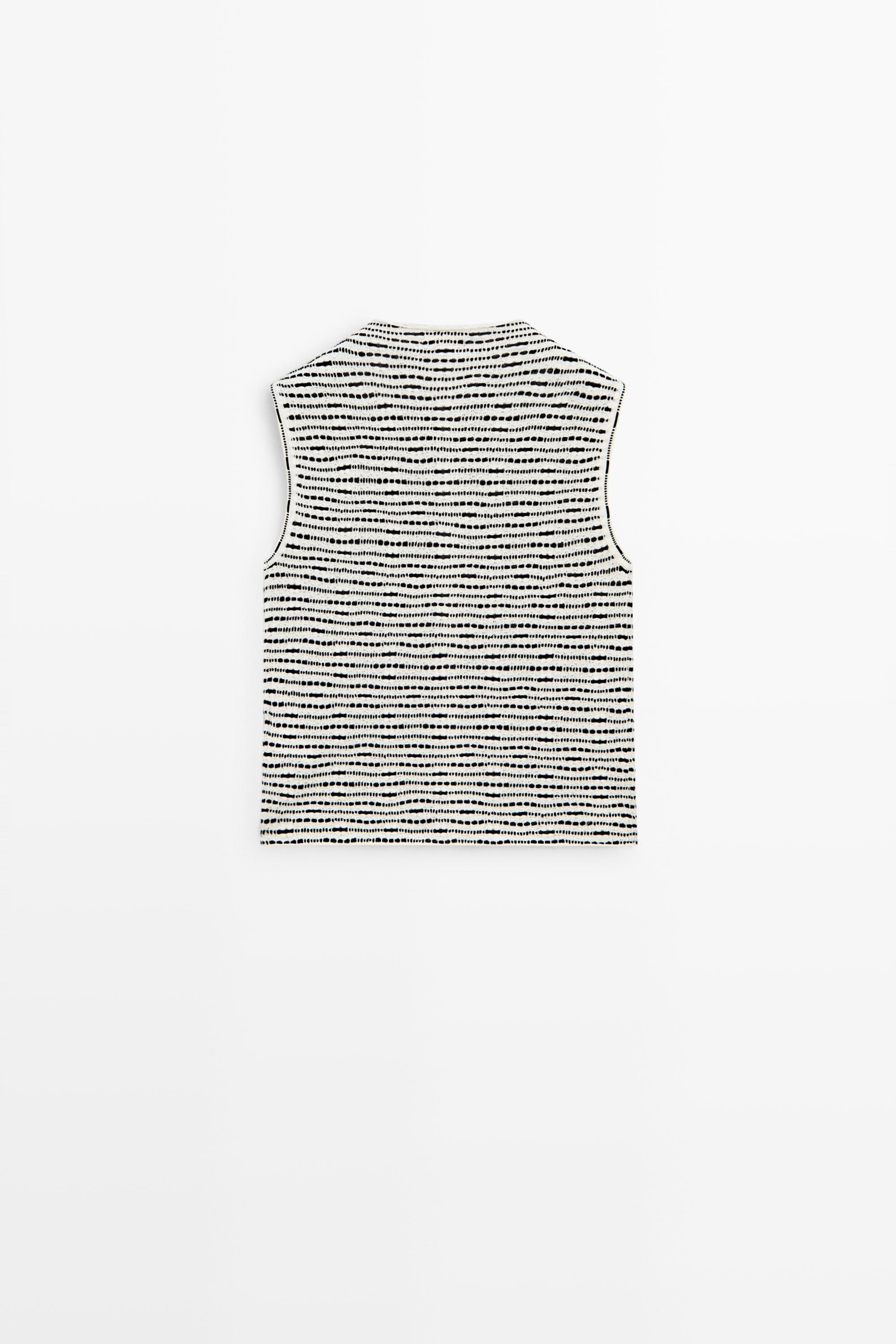 High-neck textured vest — CREAM