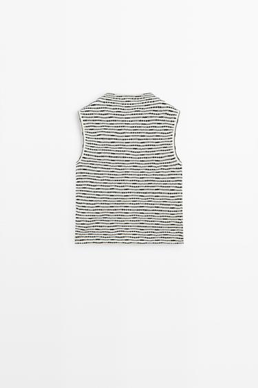 High neck textured vest — CREAM 6