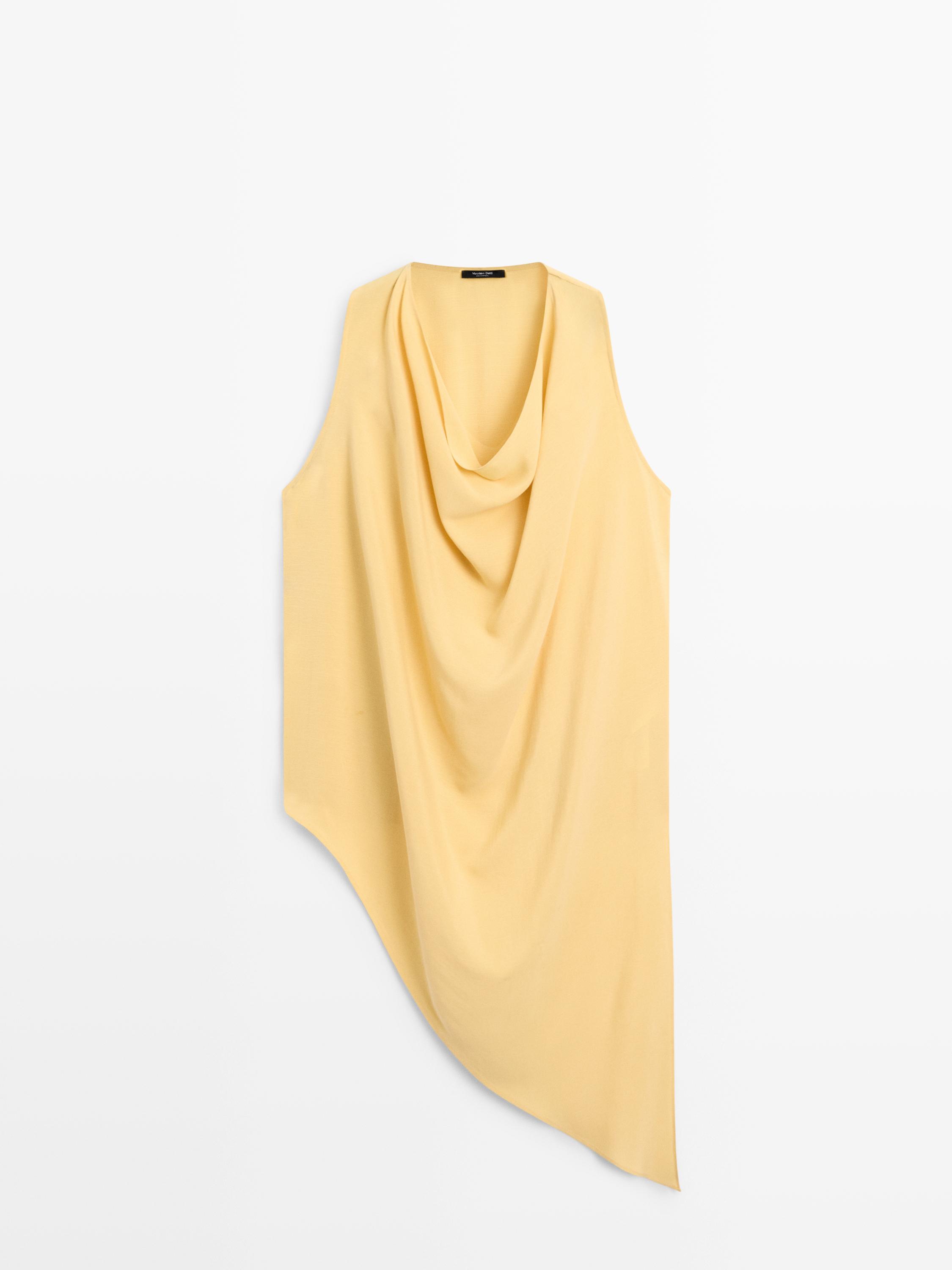 Long flowing asymmetric top — PALE YELLOW