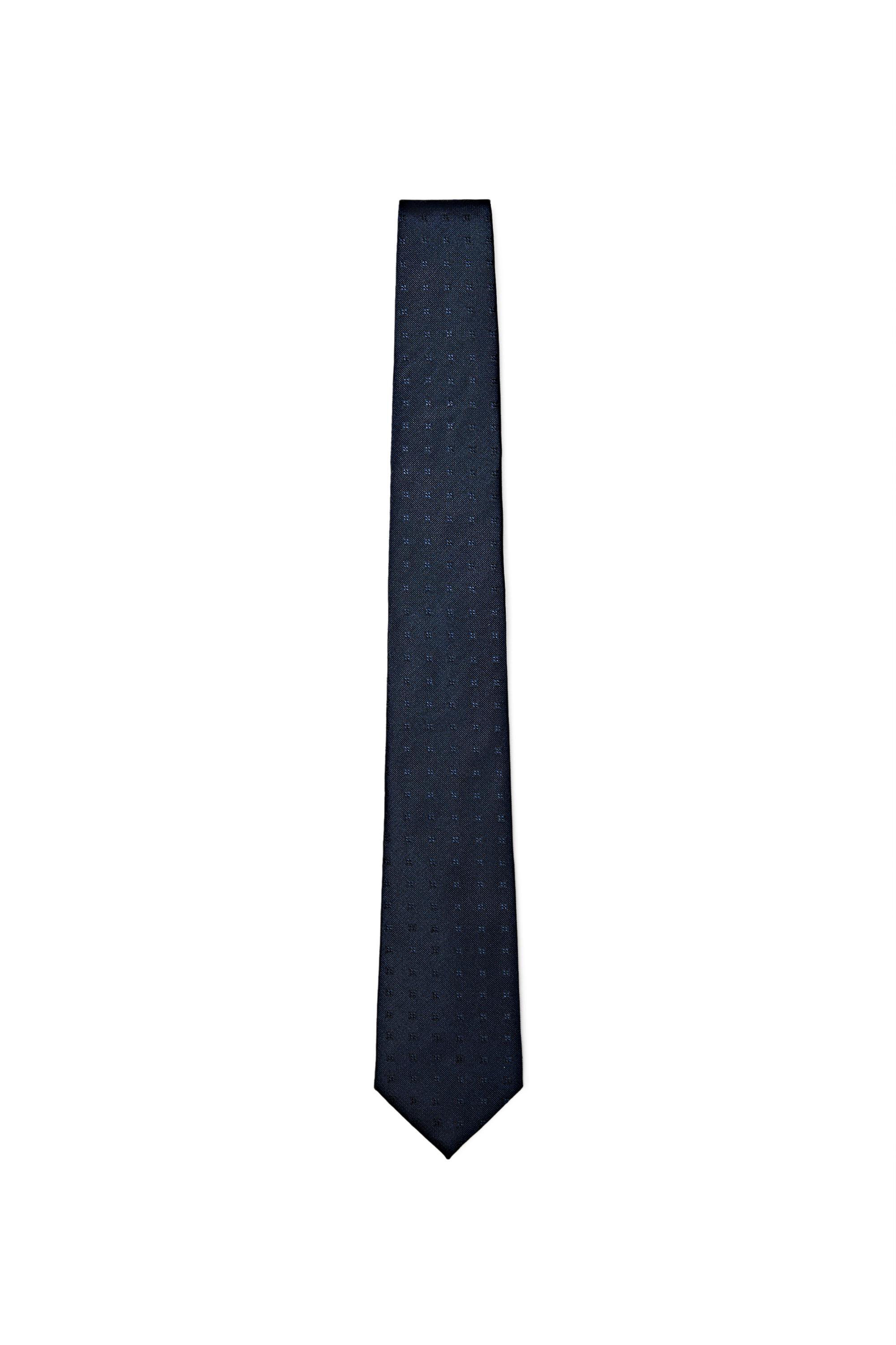 100% silk tie with embroidered detail — NAVY BLUE