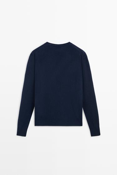 Wool blend crew neck knit sweater — NAVY BLUE 6